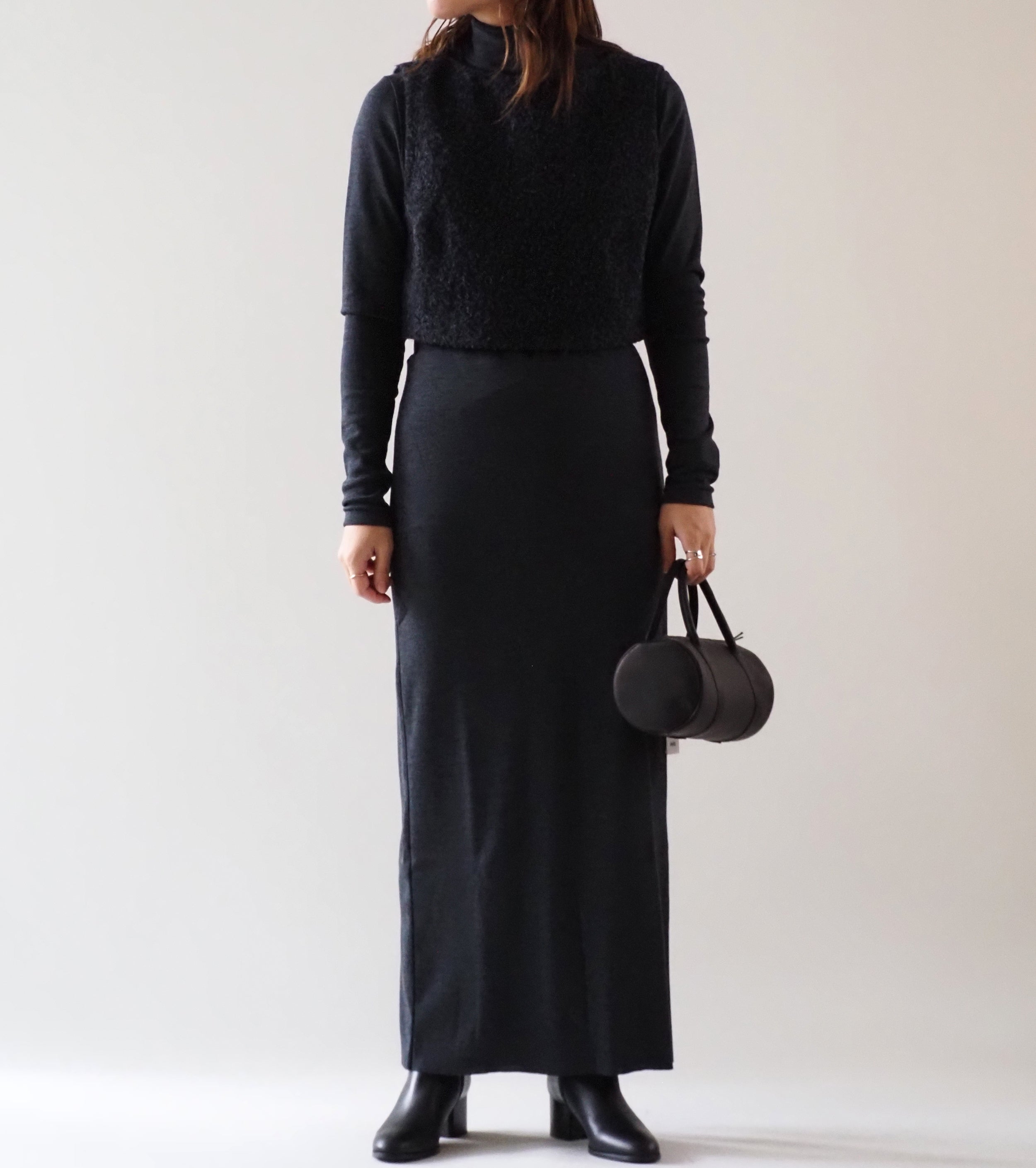 blurhms Wool Rib Skirt, Heather Charcoal