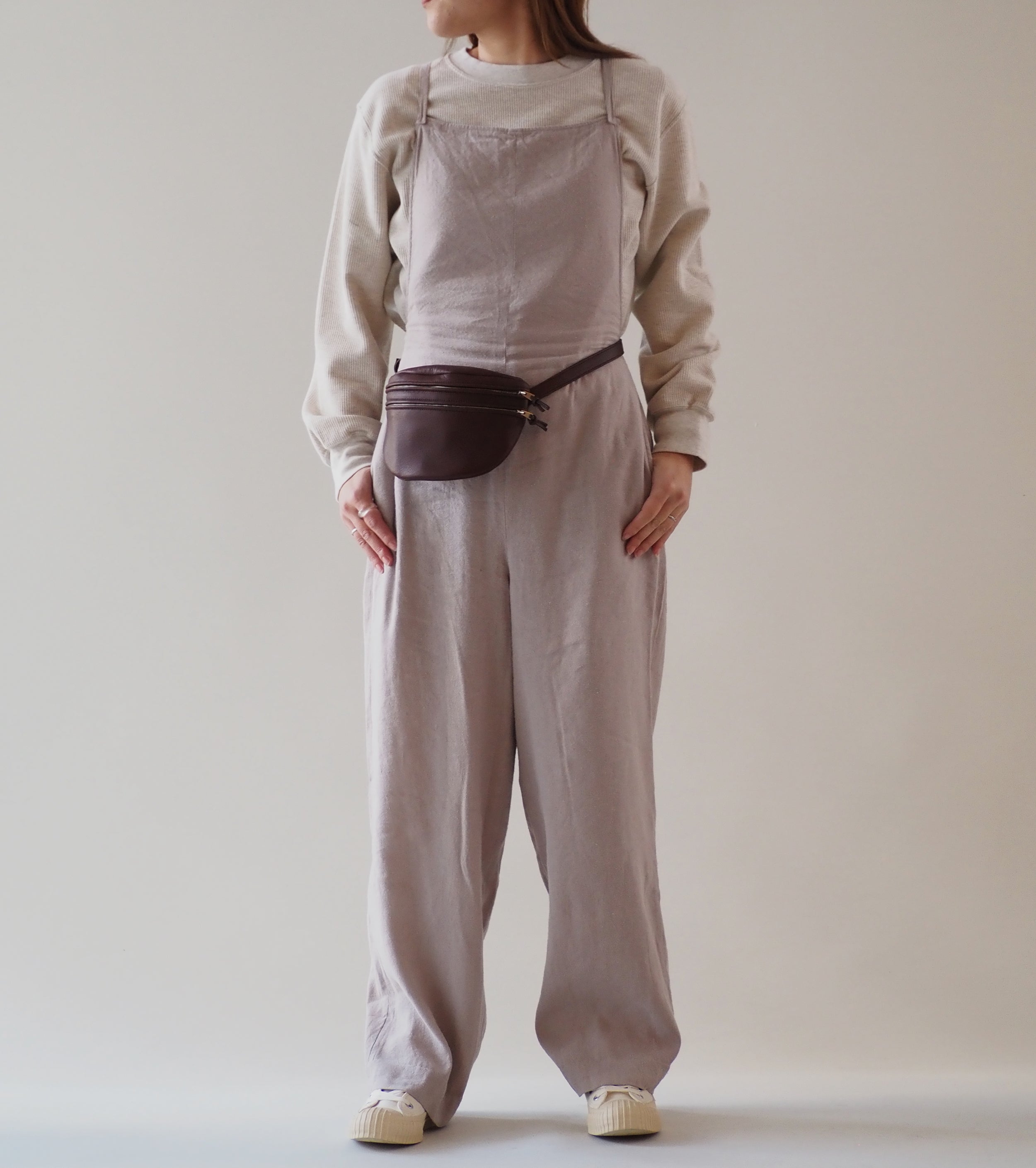 Blurhms シルク リネン エプロン オーバーオール , Rose Grey – Navyblue