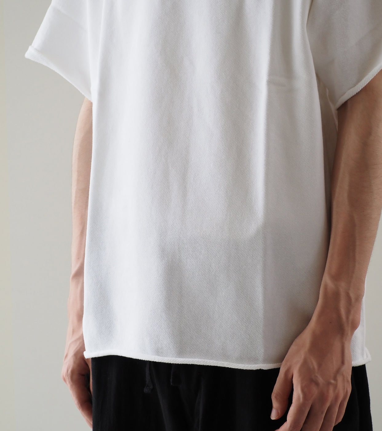 COMOLI LW Cotton French Terry Short Sleeve Crew , White