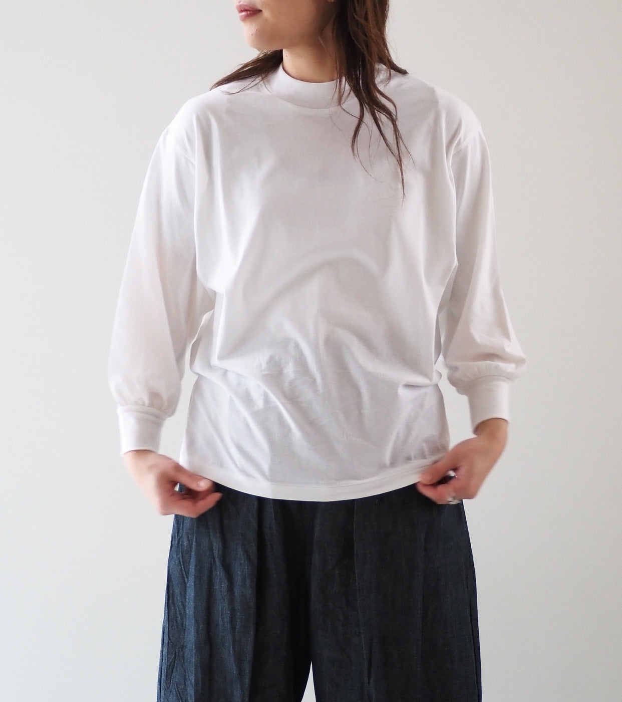 ALWEL MOCK NECK PUFF SLEEVE TEE , White