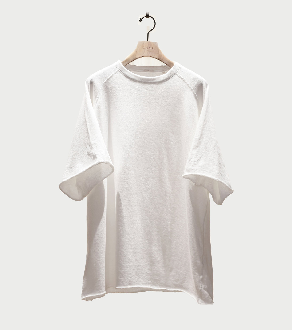 COMOLI LW Cotton French Terry Short Sleeve Crew , White