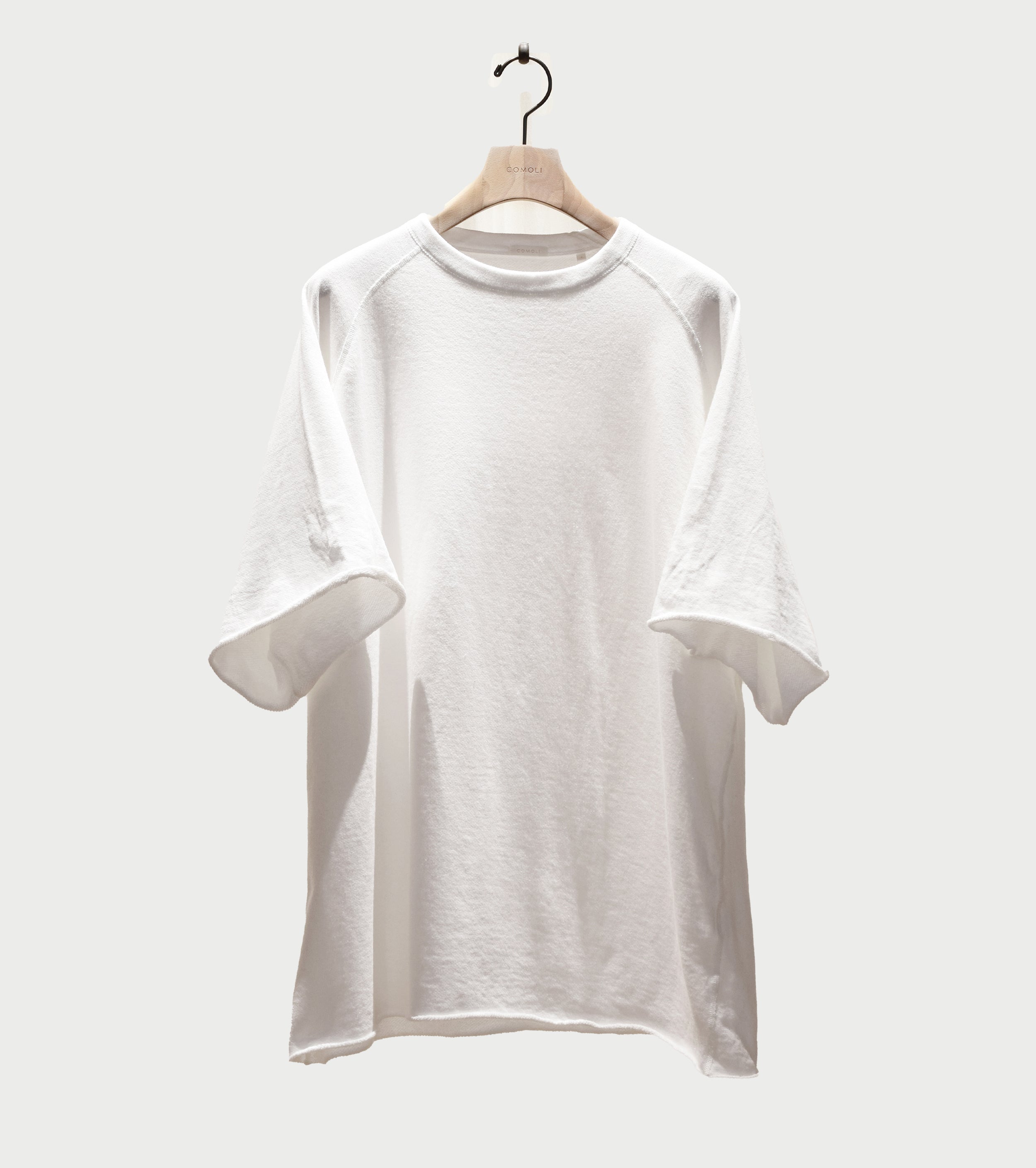 COMOLI LW Cotton French Terry Short Sleeve Crew , White
