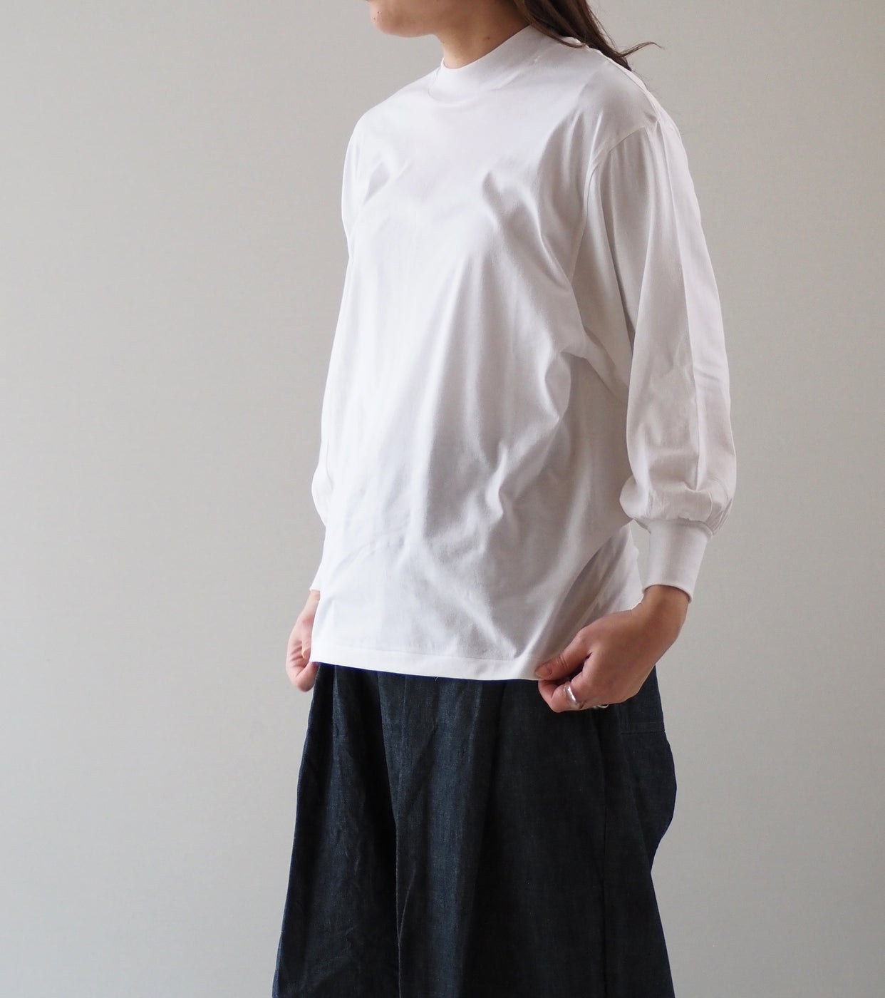 ALWEL MOCK NECK PUFF SLEEVE TEE , White