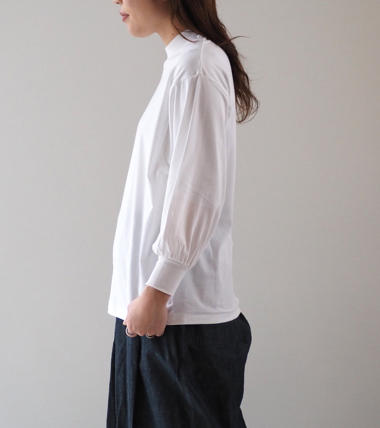 ALWEL MOCK NECK PUFF SLEEVE TEE , White