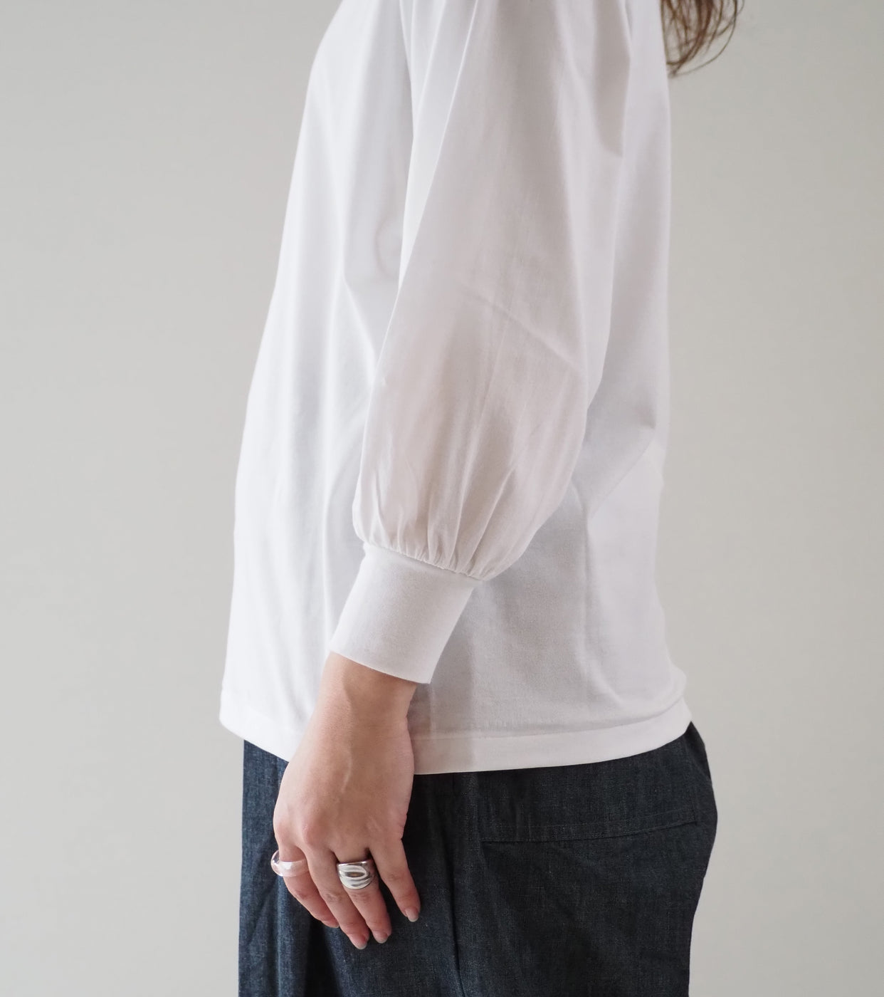ALWEL MOCK NECK PUFF SLEEVE TEE , White