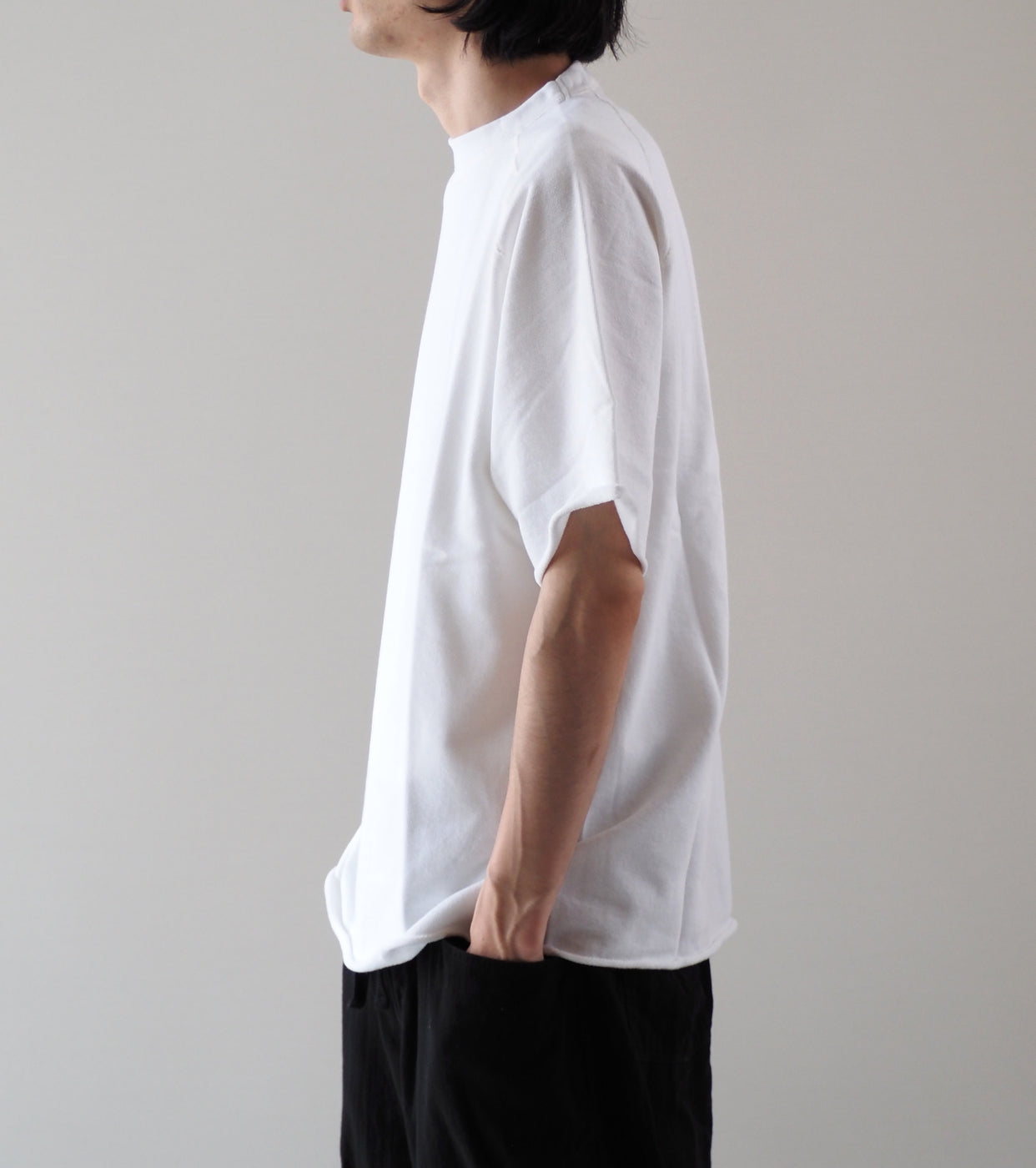 COMOLI LW Cotton French Terry Short Sleeve Crew , White
