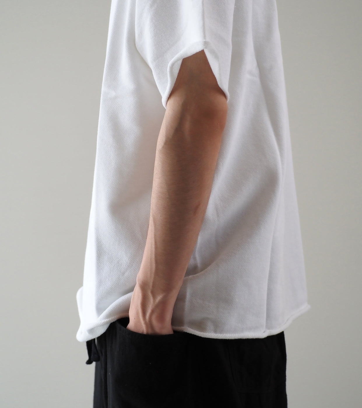 COMOLI LW Cotton French Terry Short Sleeve Crew , White