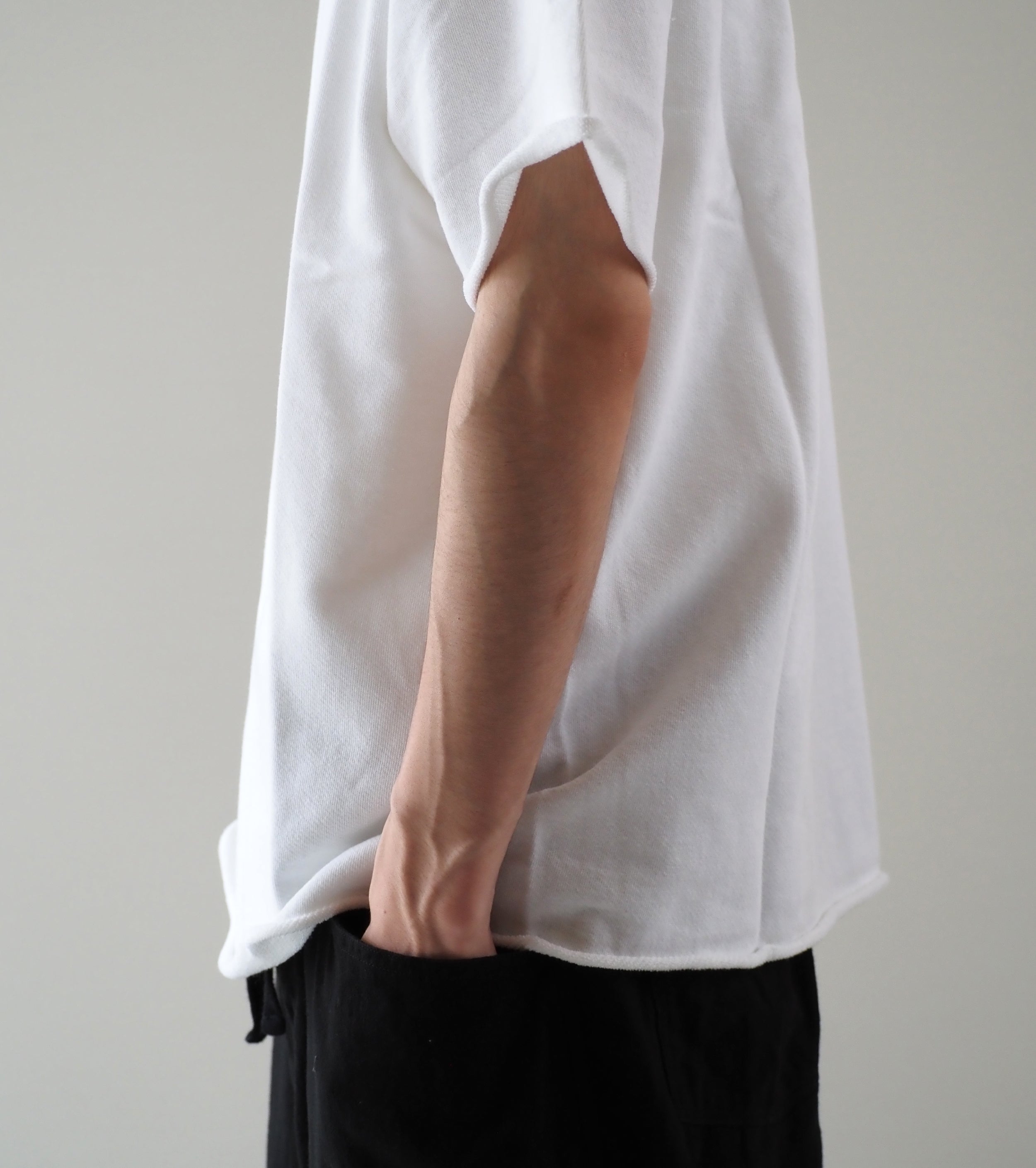 COMOLI LW Cotton French Terry Short Sleeve Crew , White