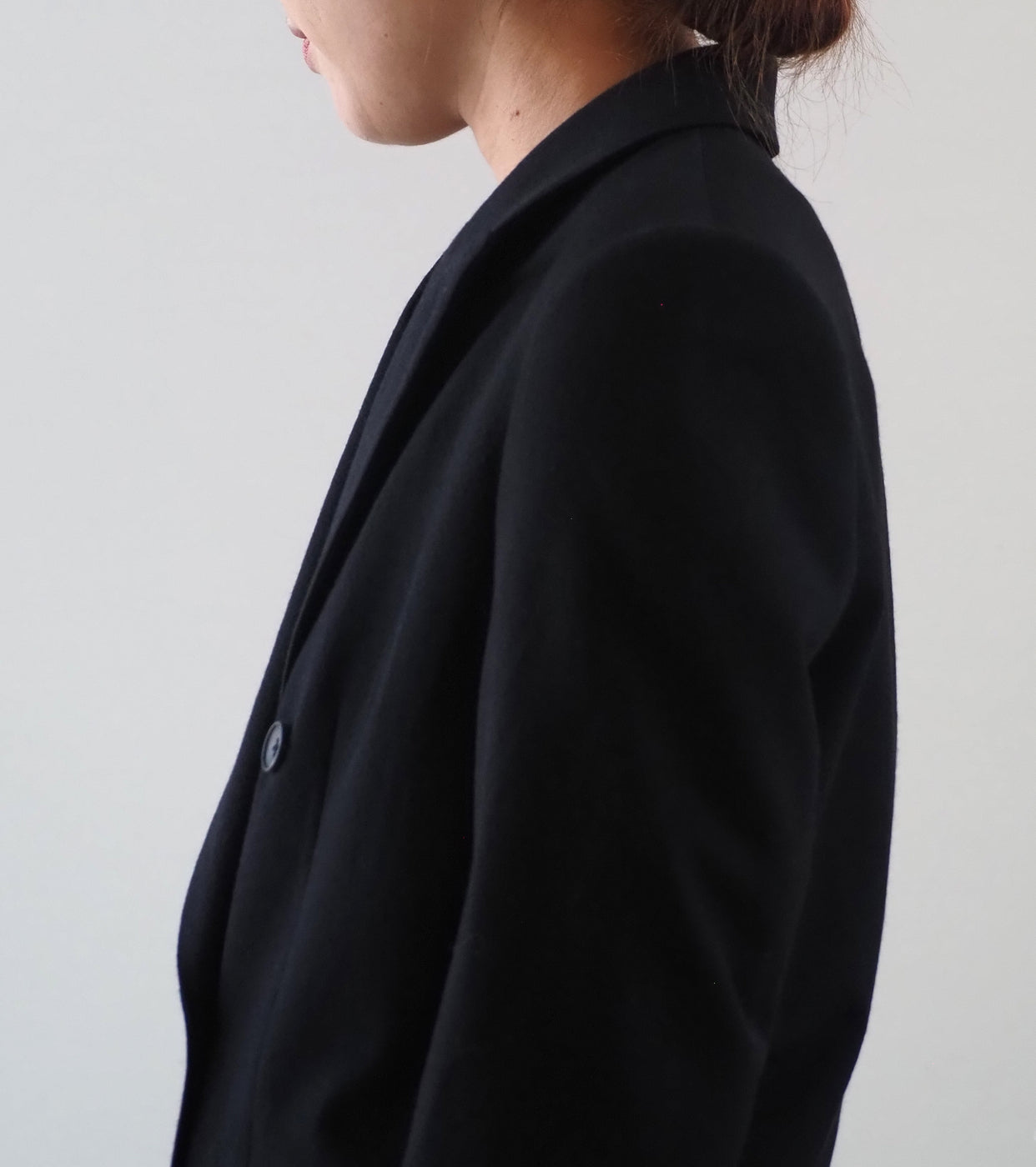 blurhms Rough wool gabardine double-breasted jacket , Black Navy