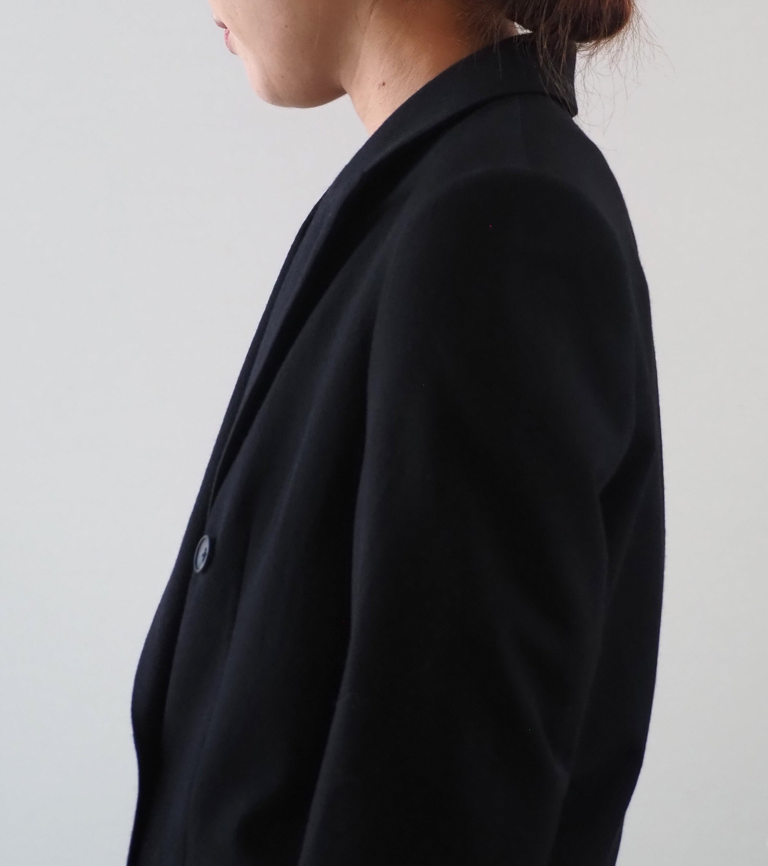 blurhms Rough wool gabardine double-breasted jacket , Black Navy