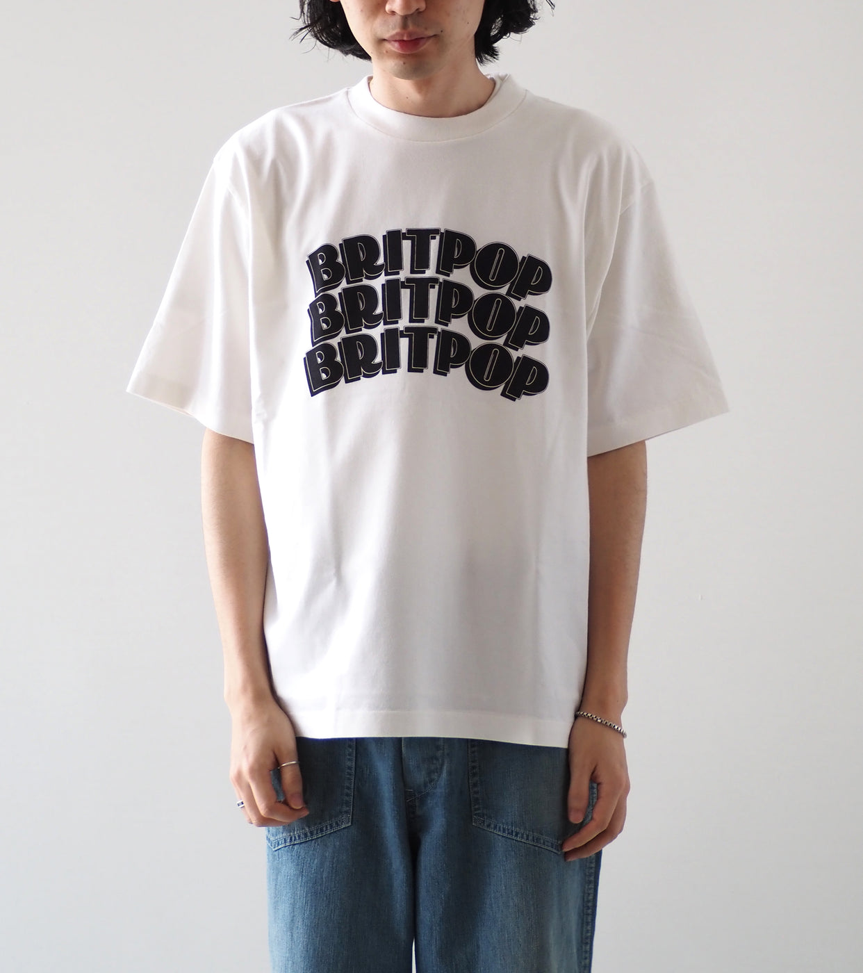 blurhms ROOTSTOCK BRITPOP Print Tee WIDE , White × Black-Pt