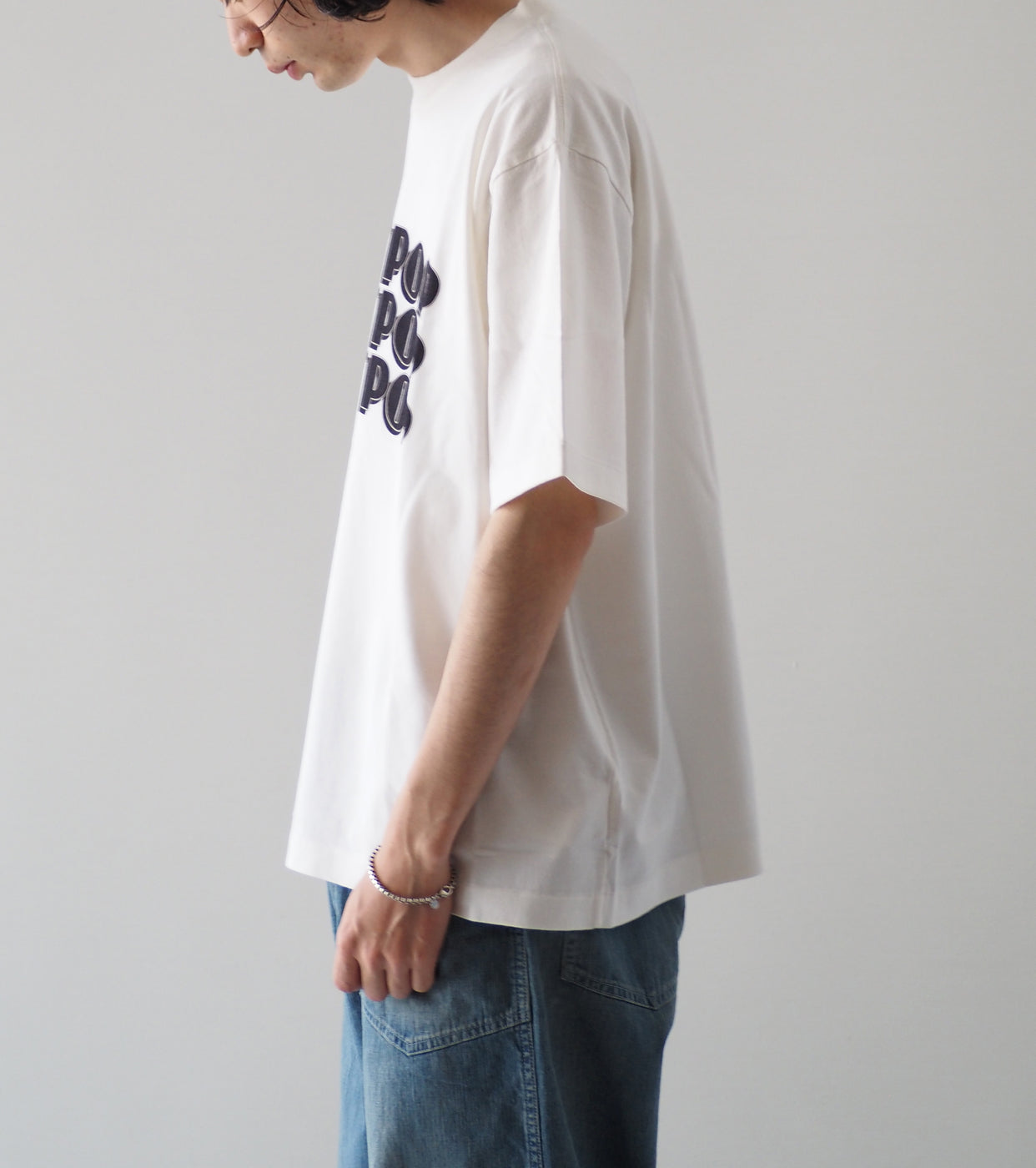 blurhms ROOTSTOCK BRITPOP Print Tee WIDE , White × Black-Pt