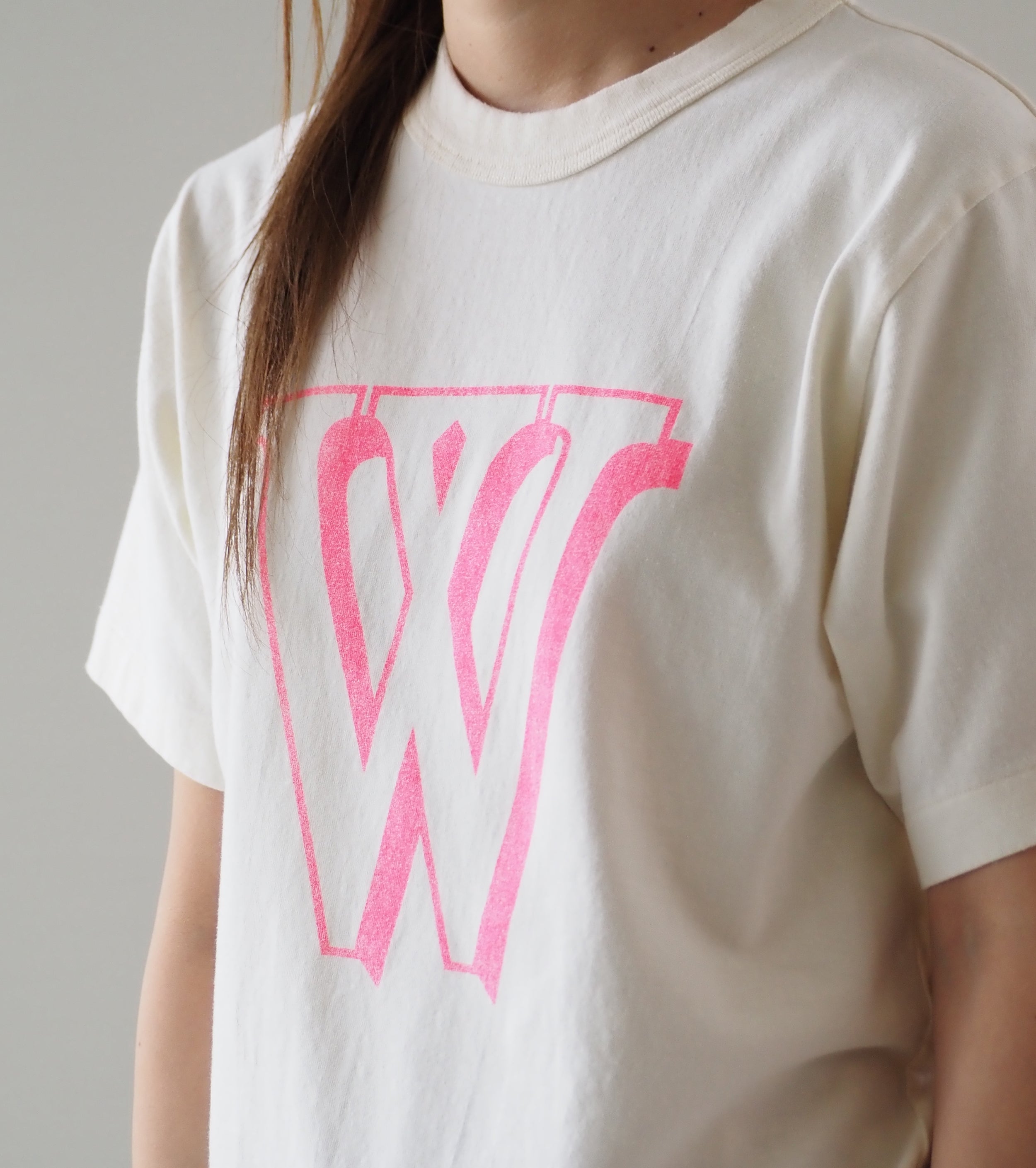 blurhms ROOTSTOCK  W-W Print Tee  STANDARD ,  Ivory × Pink-Pt