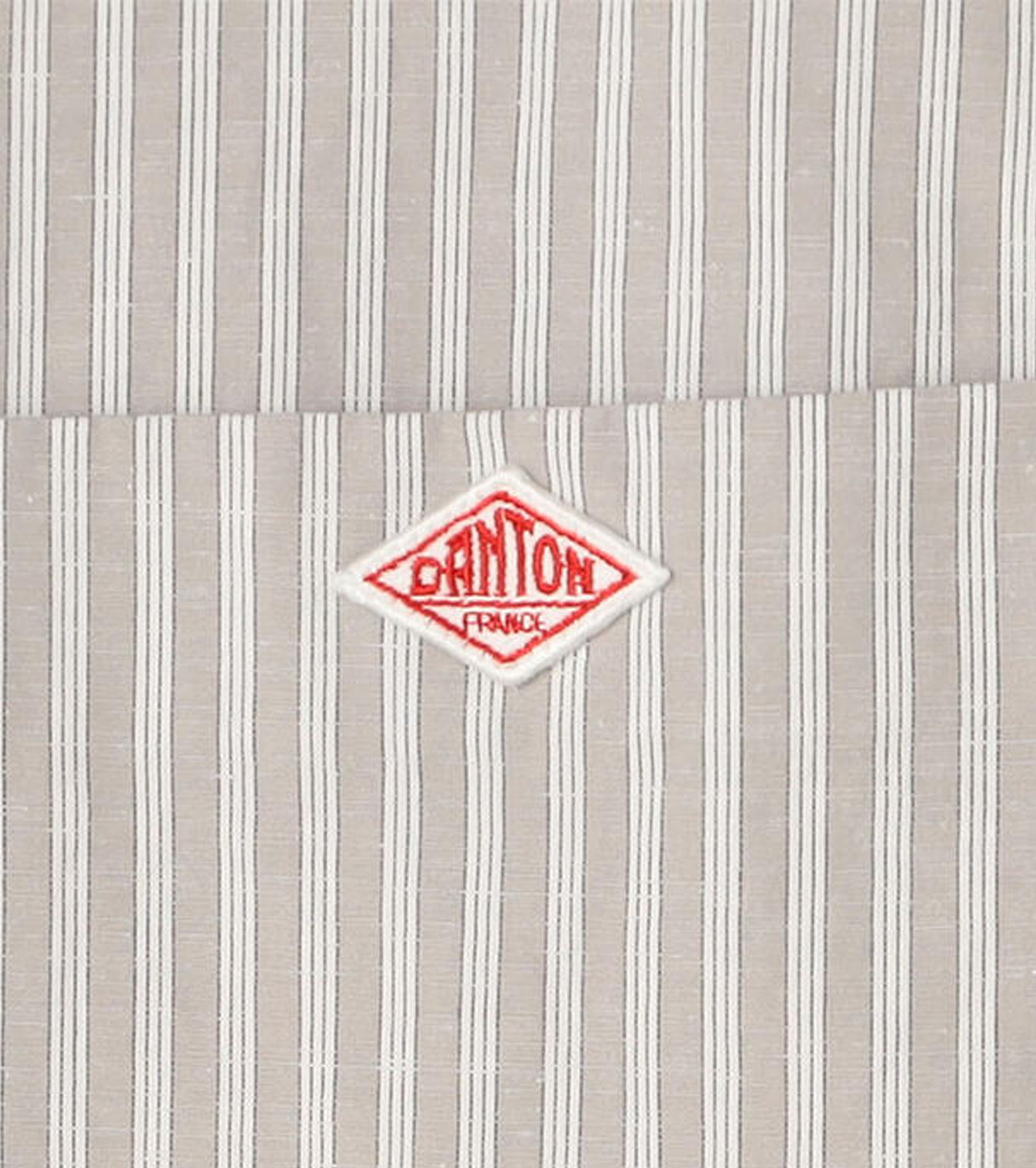 DANTON Cotton Linen Short Sleeve Band Collar Shirt Stripe , Grey× White Stripe