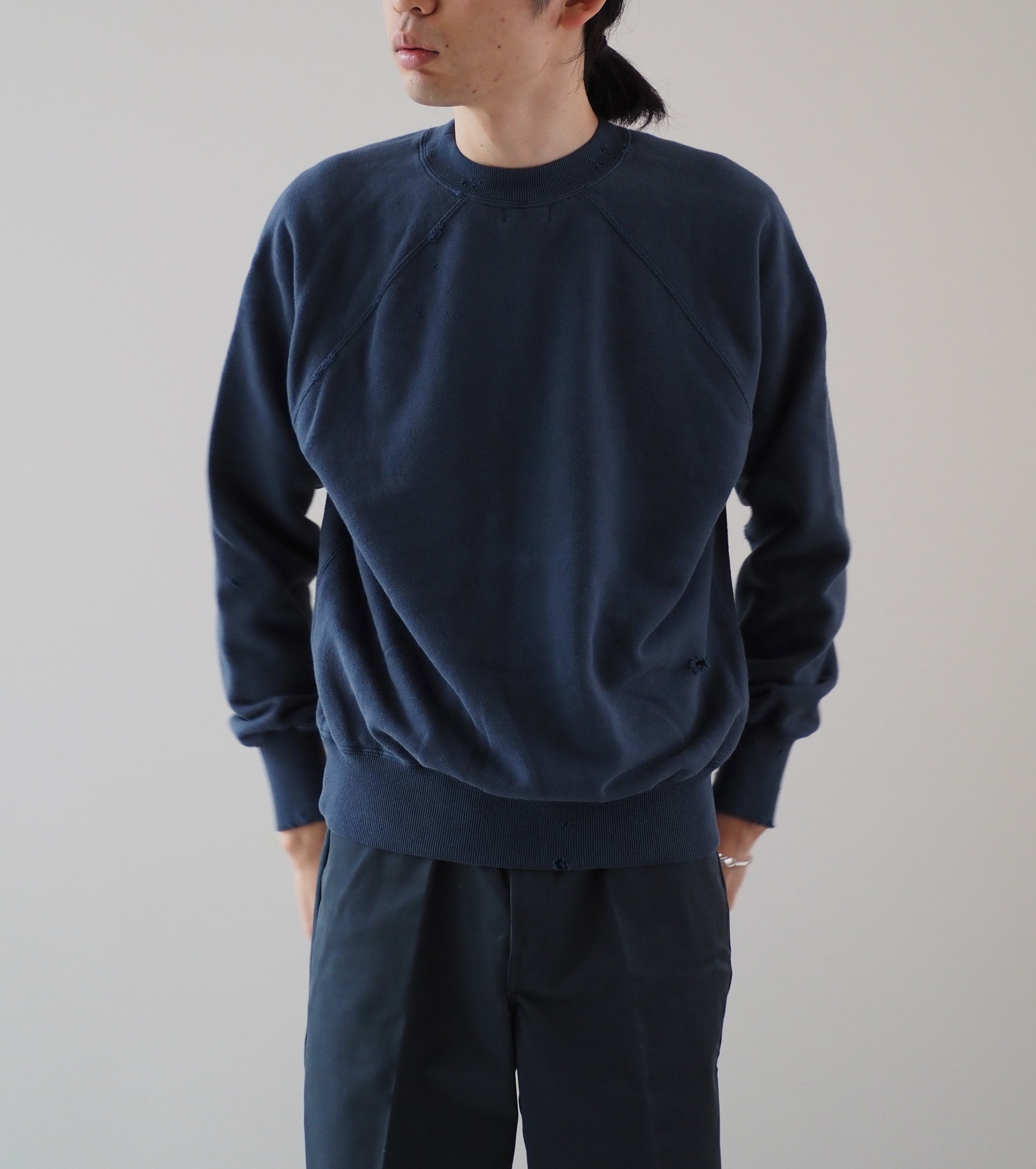MAATEE＆SONS ヴィンテージ スウェット , 掠れ Navy – Navyblue
