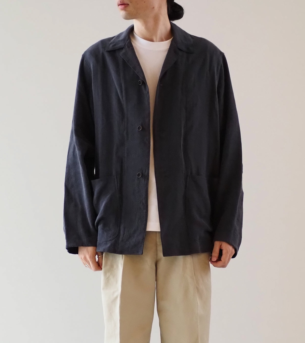 MAATEE&SONS Shirt Jacket Linen Silk Double weave, Chacoal