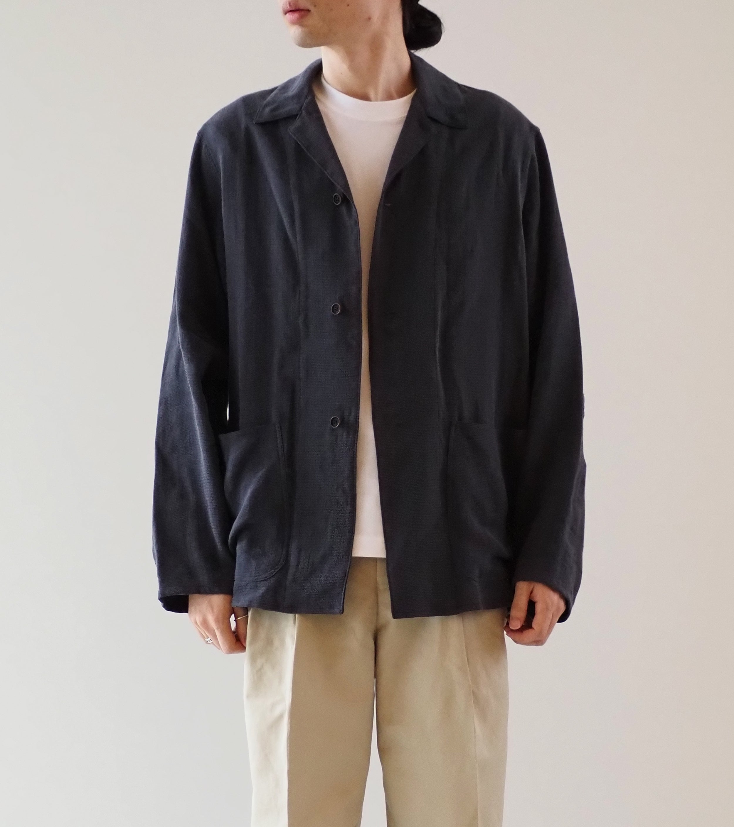 MAATEE&SONS Shirt  Jacket Linen Silk Double weave, Chacoal