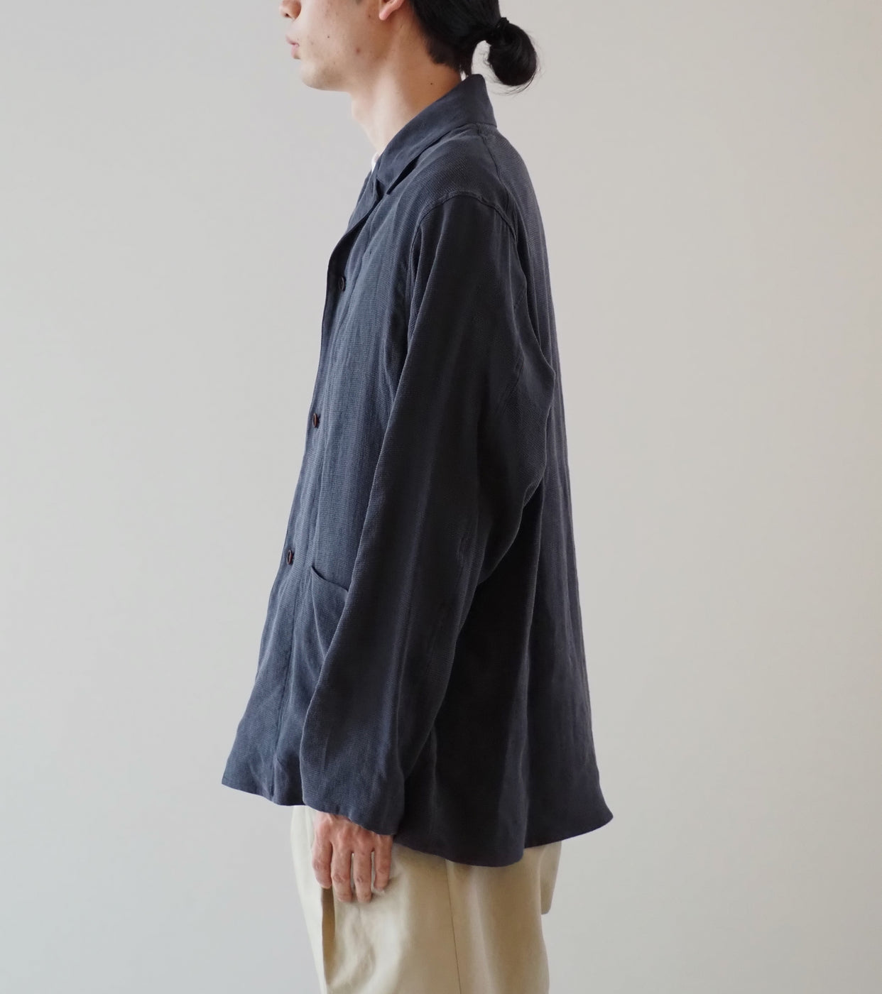 MAATEE&SONS Shirt Jacket Linen Silk Double weave, Chacoal