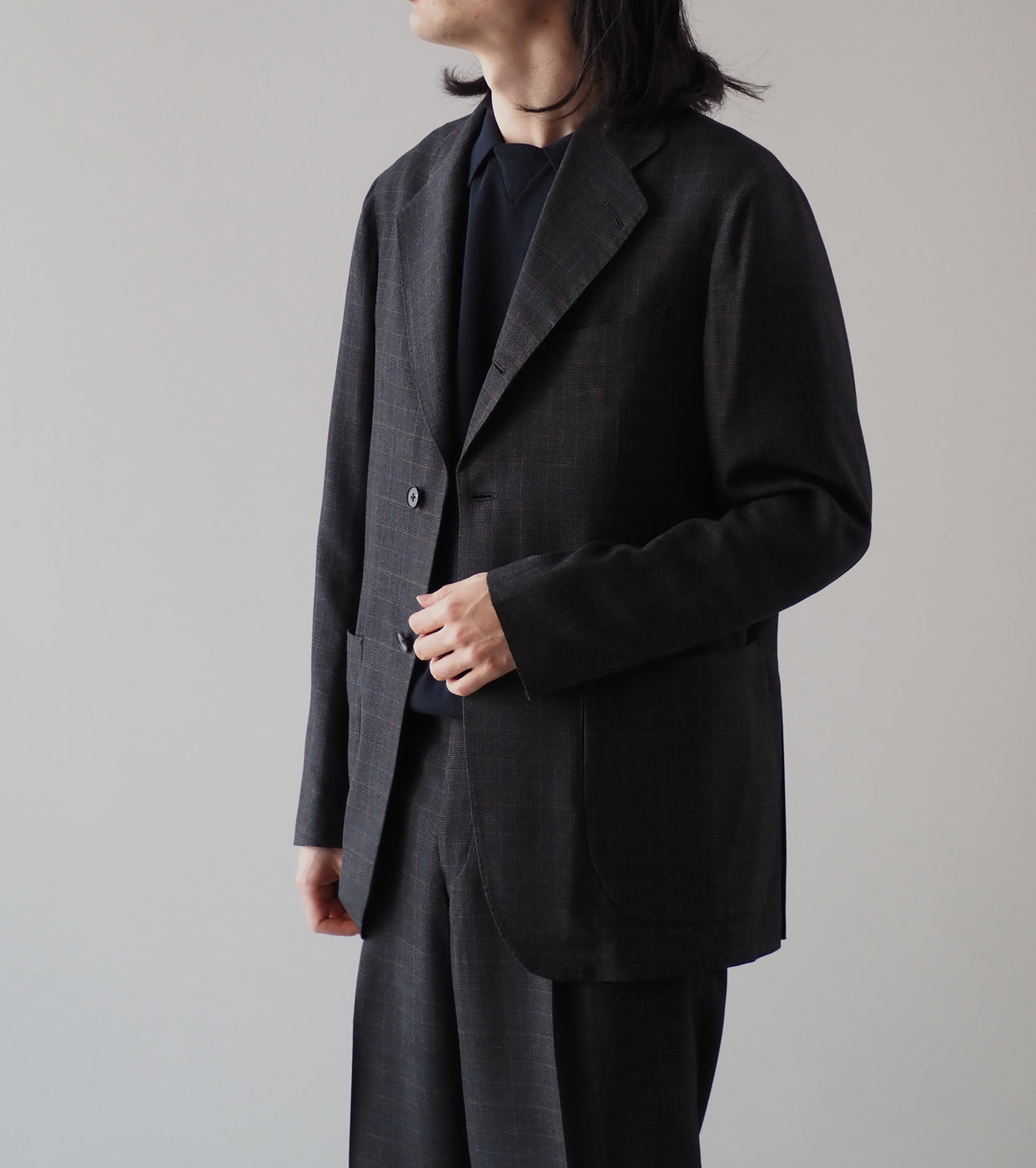 MAATEE&SONS Ancon Single Rayon Jacket ,C.Grey