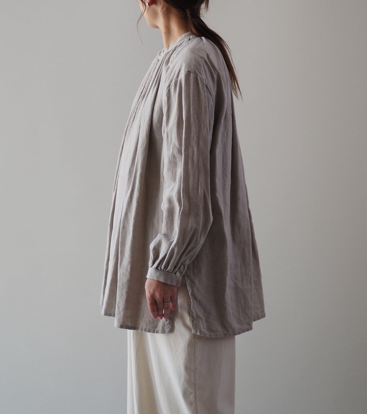 YAECA Gathers Blouse Long,Natural