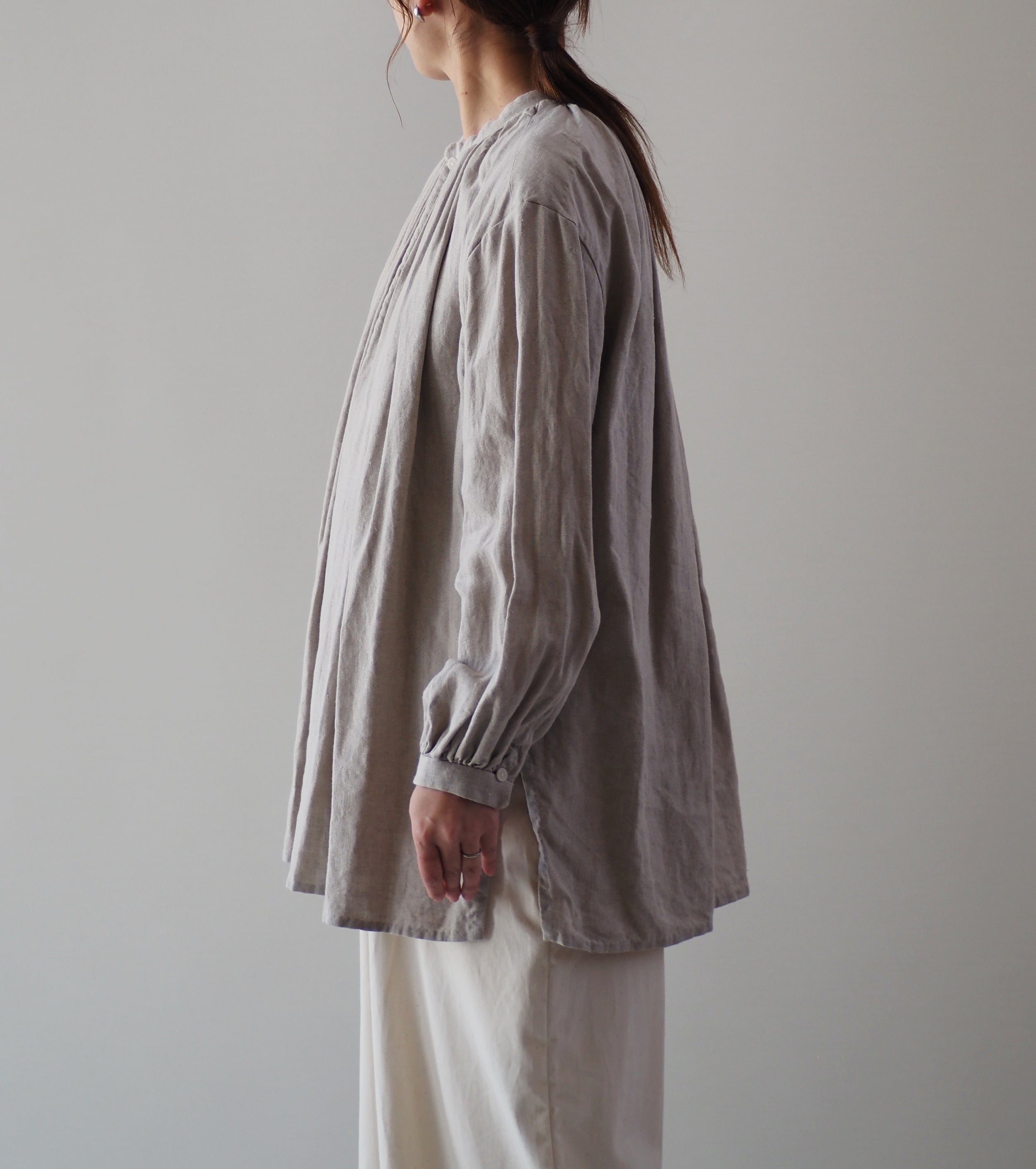 YAECA Gathers Blouse Long,Natural