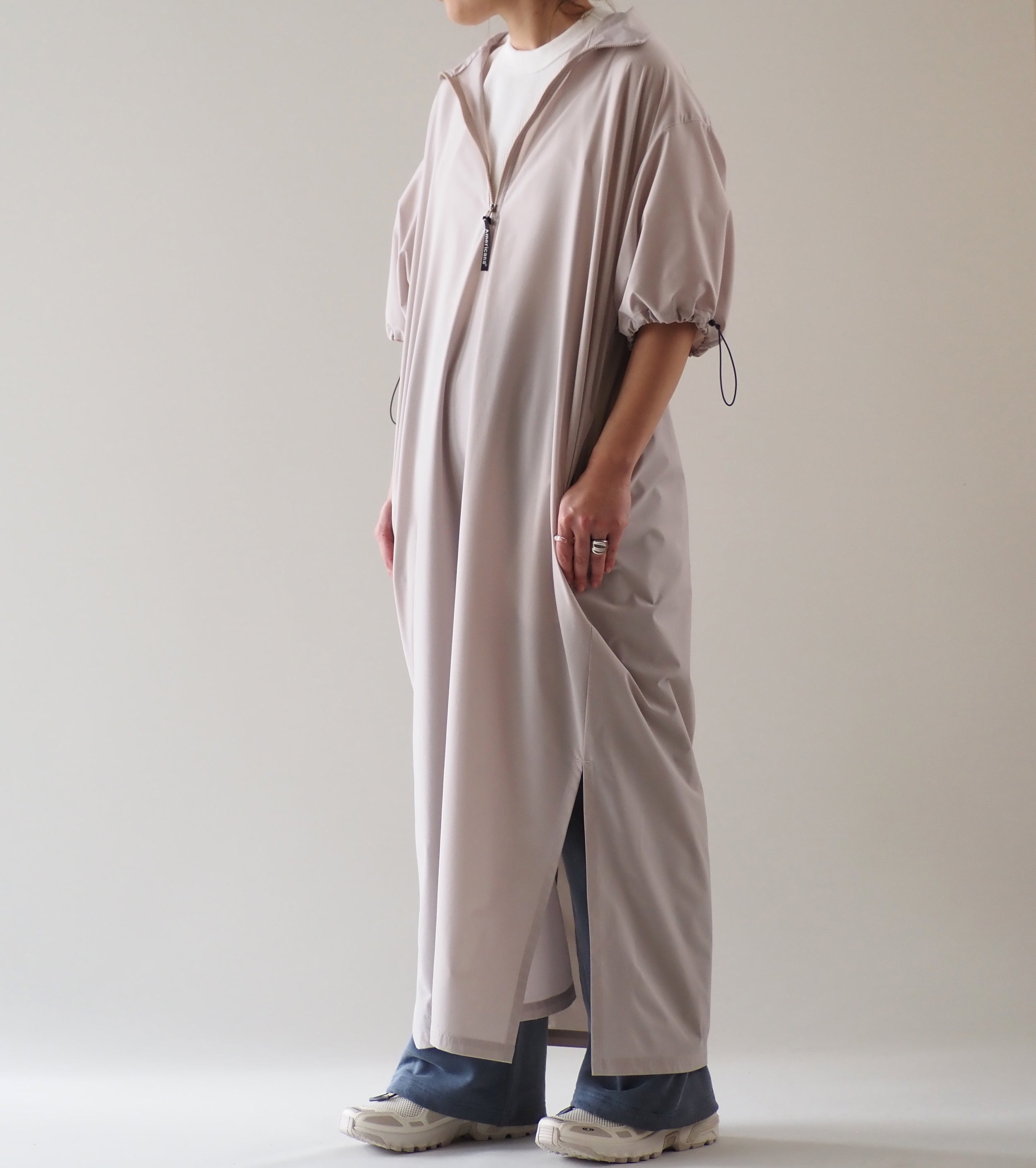 Americana Nylon Ventilation Dress, Light Beige