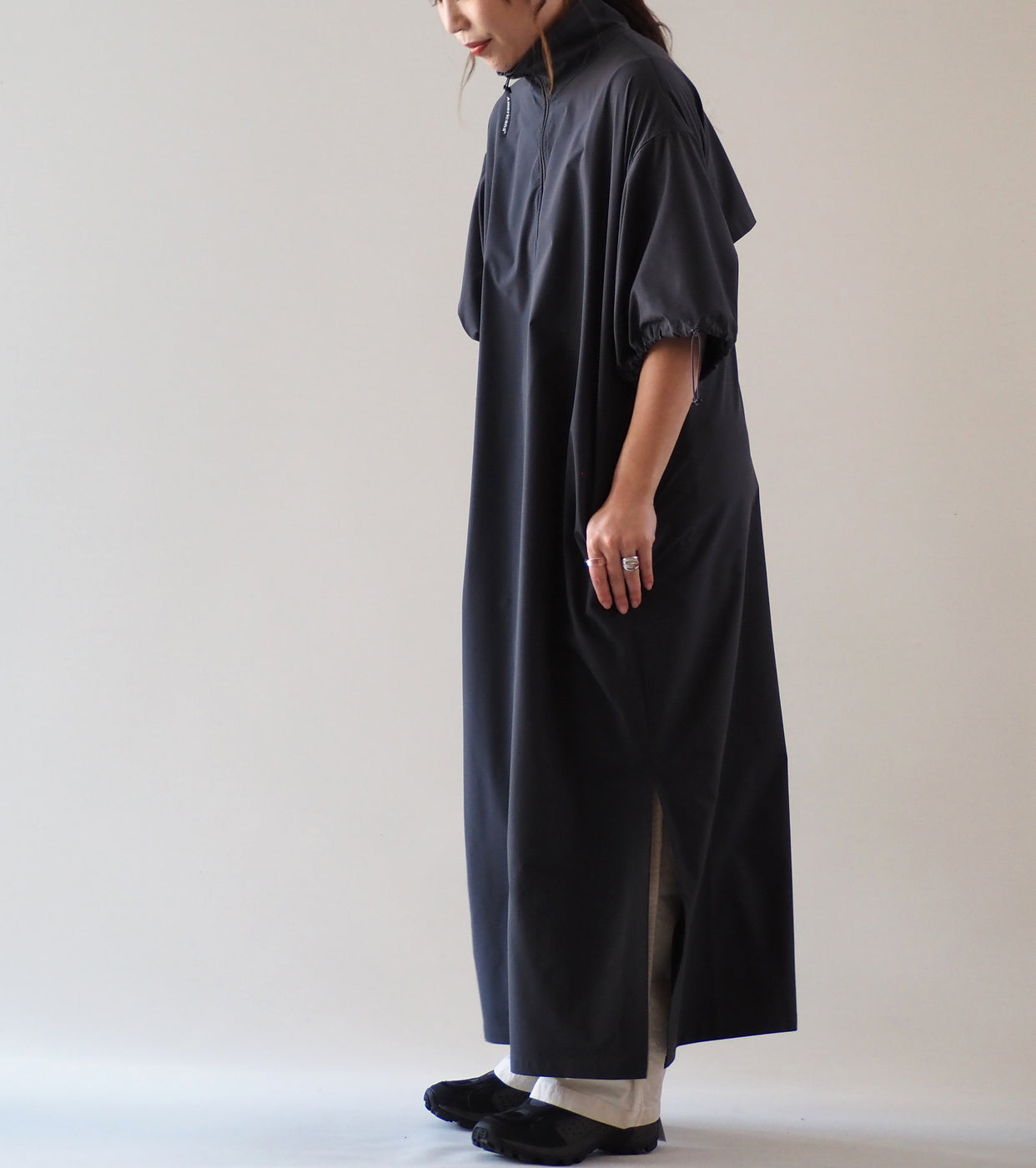 Americana Nylon Ventilation Dress, Charcoal Gray