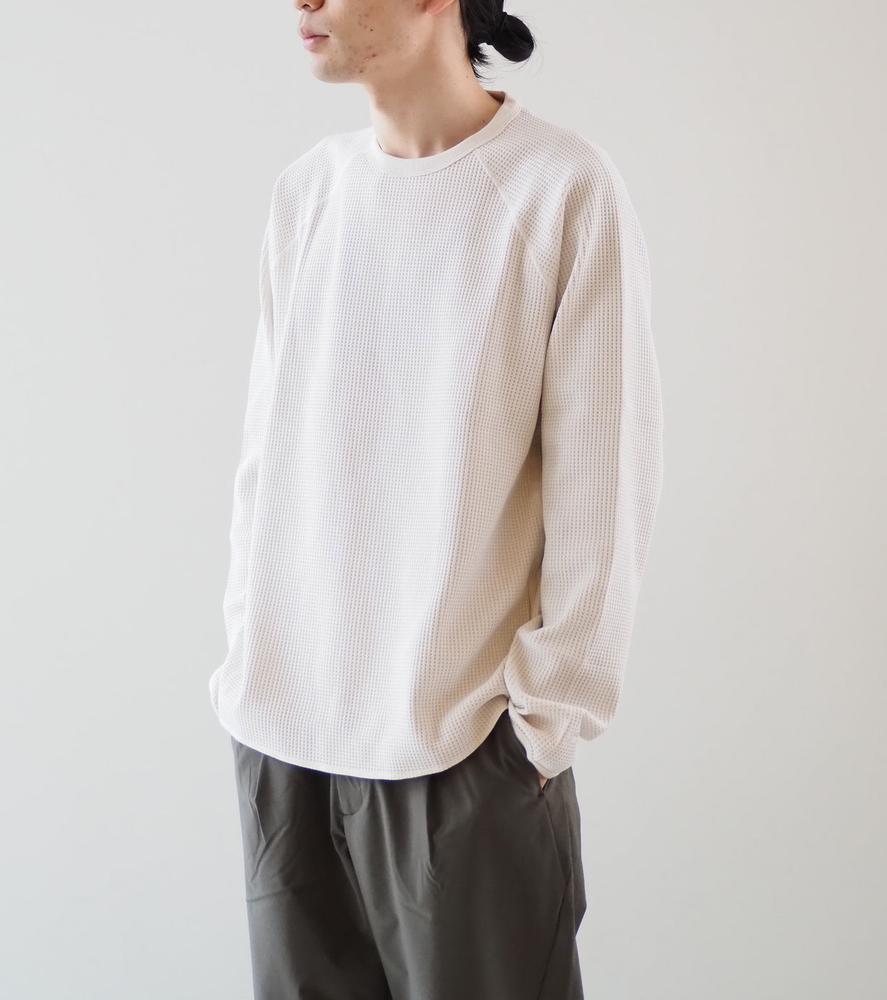 Goldwin Waffle Light Long Sleeve Tee Shirt, Ivory