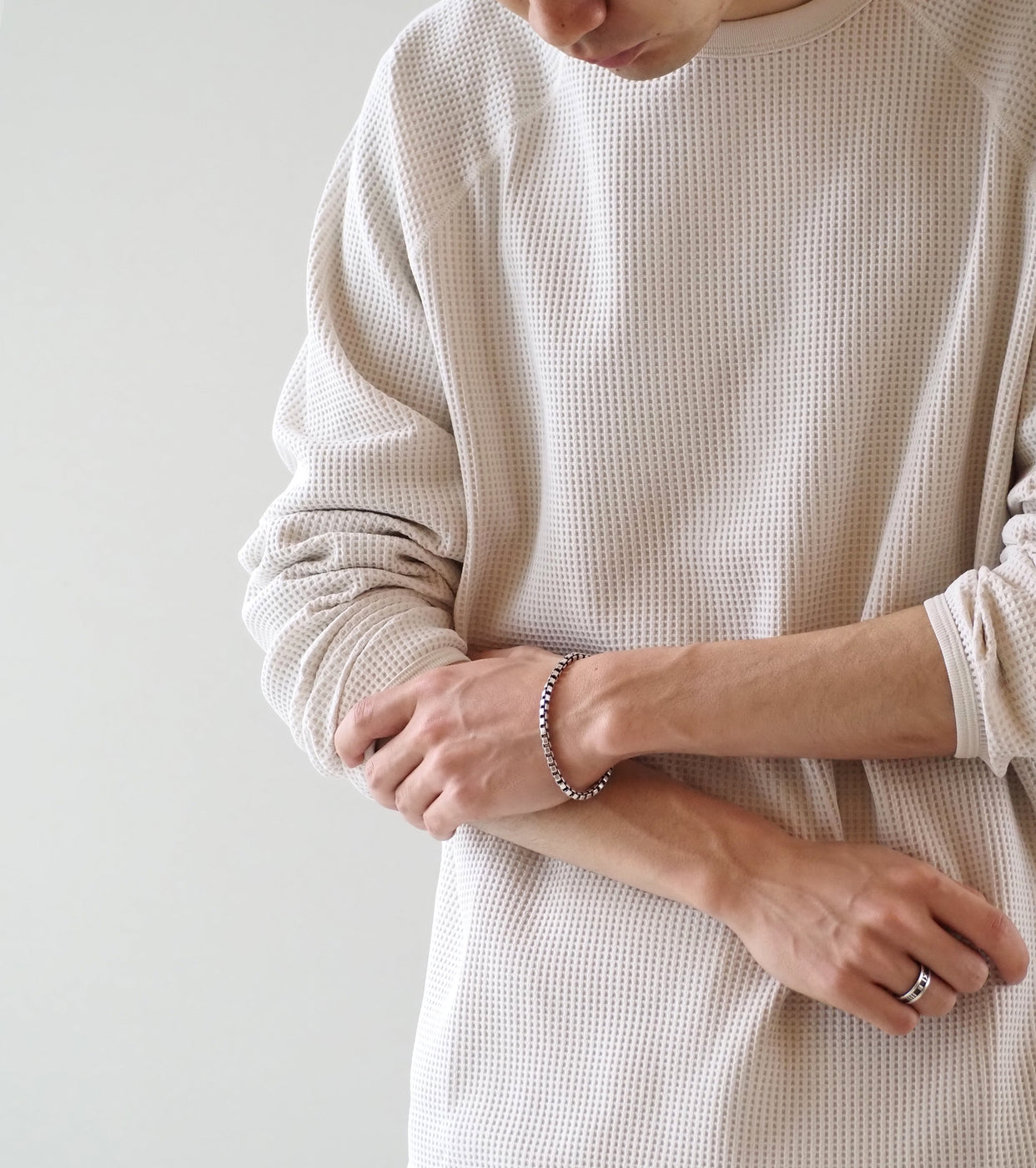 Goldwin Waffle Light Long Sleeve Tee Shirt, Ivory