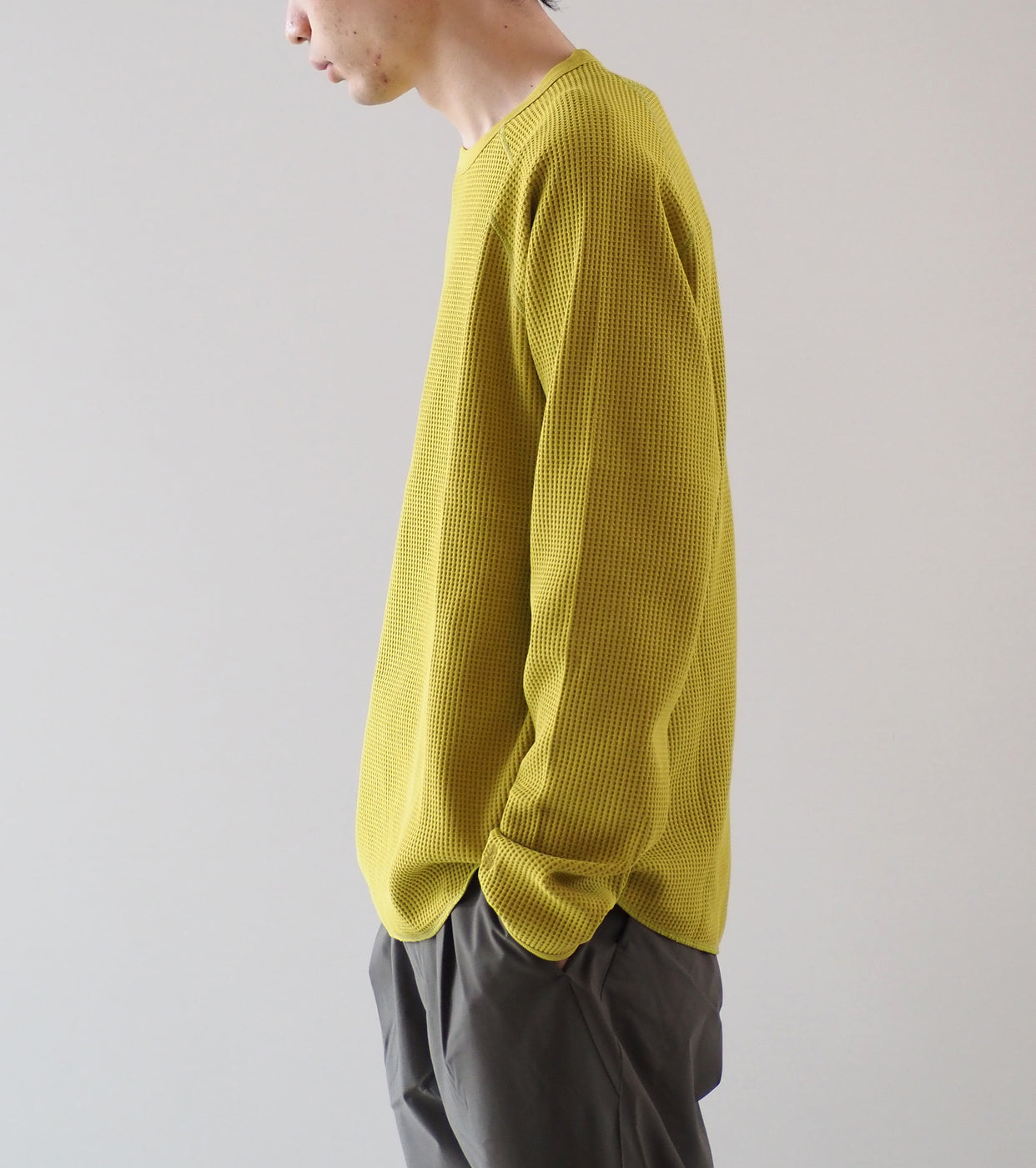 Goldwin Waffle Light Long Sleeve Tee Shirt, Honey Olive