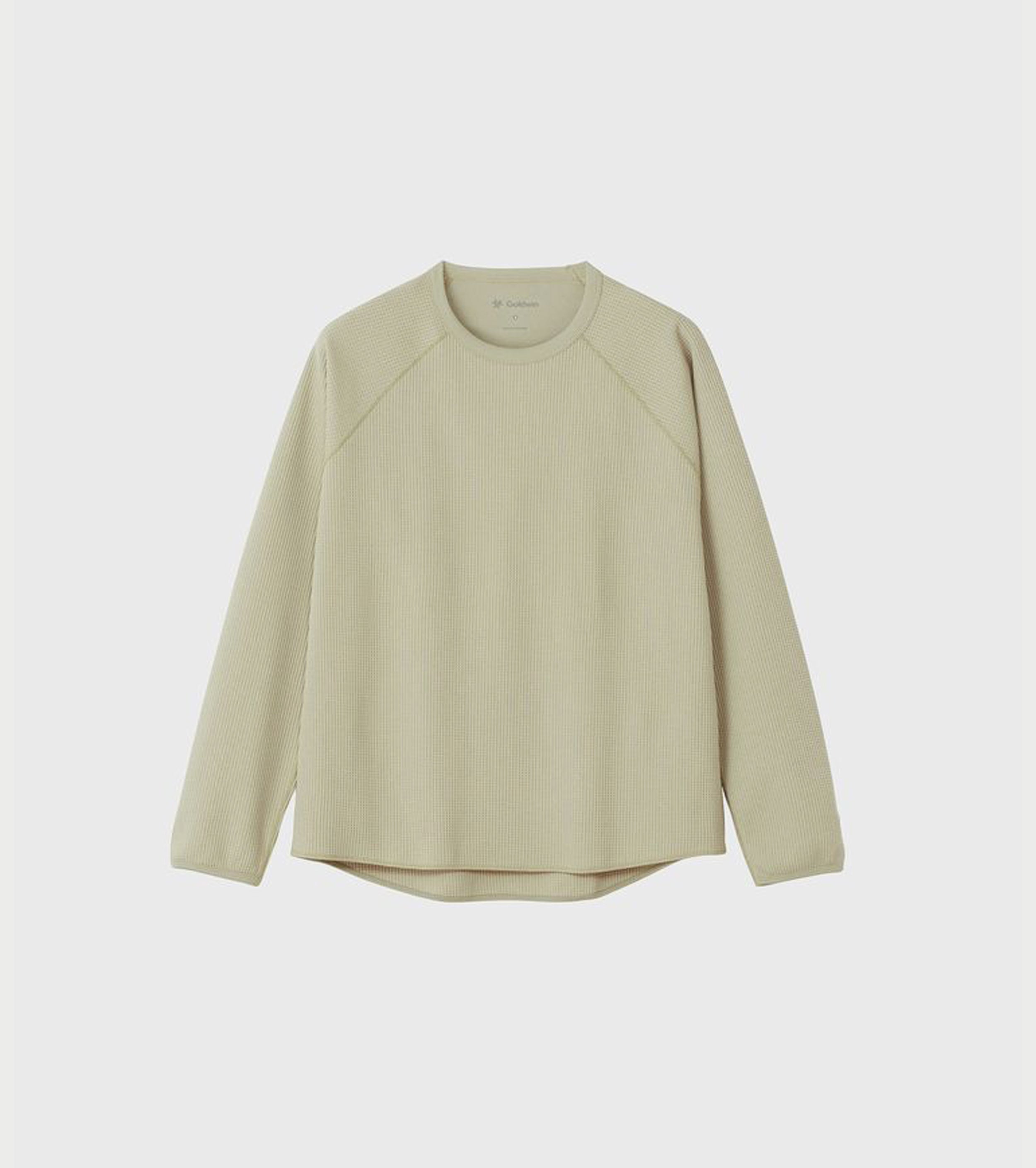 Goldwin Waffle Light Long Sleeve Tee Shirt, Oak Beige