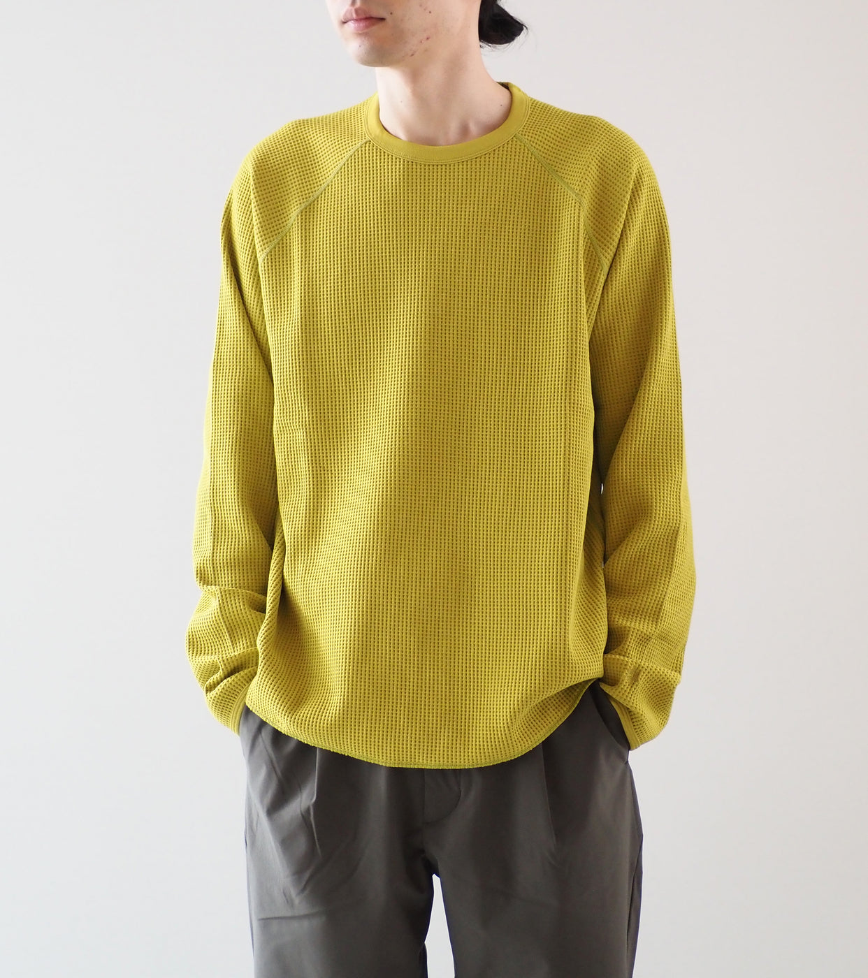 Goldwin Waffle Light Long Sleeve Tee Shirt, Honey Olive