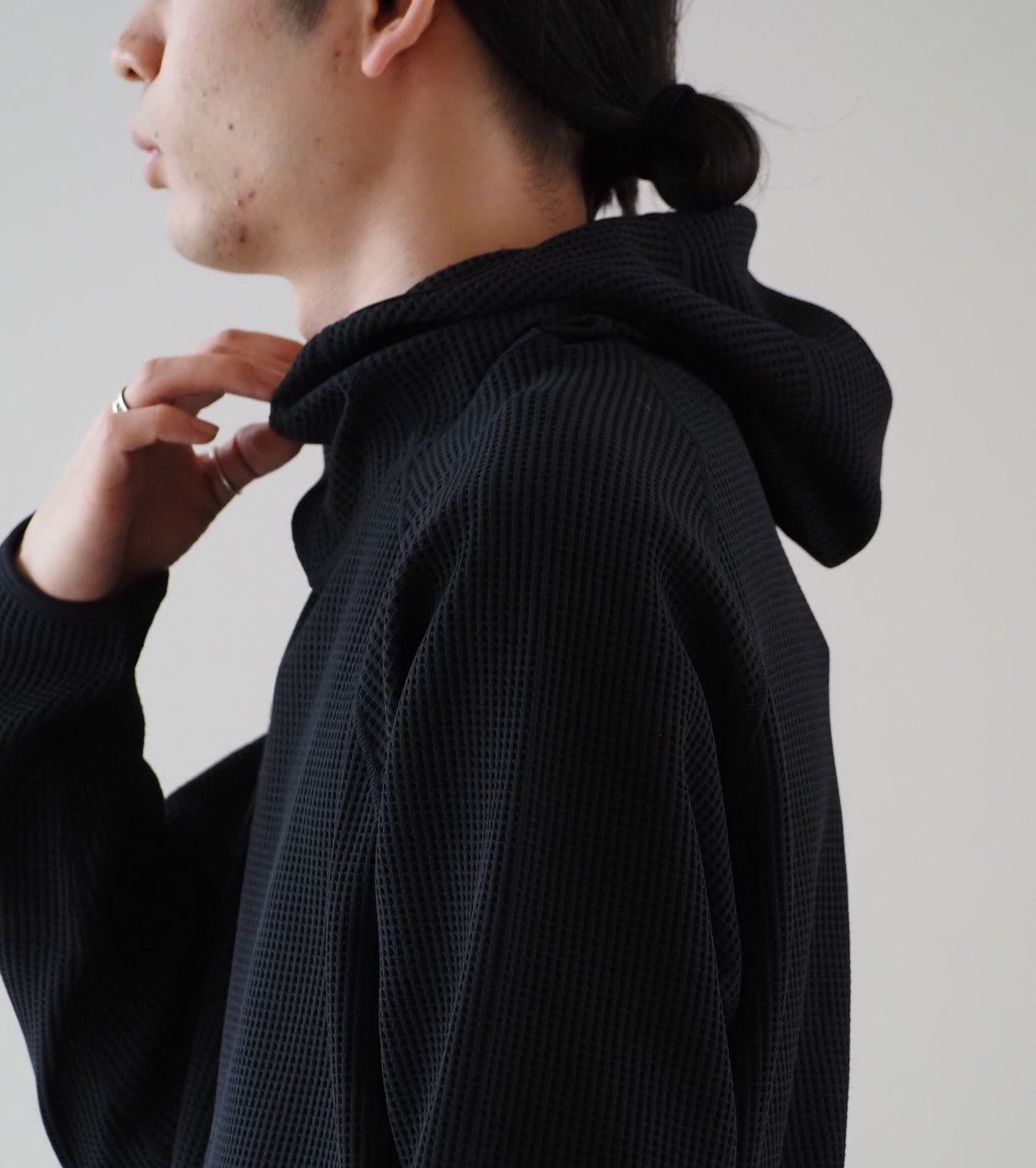 Goldwin Waffle Light Long Sleeve Hoodie , Black