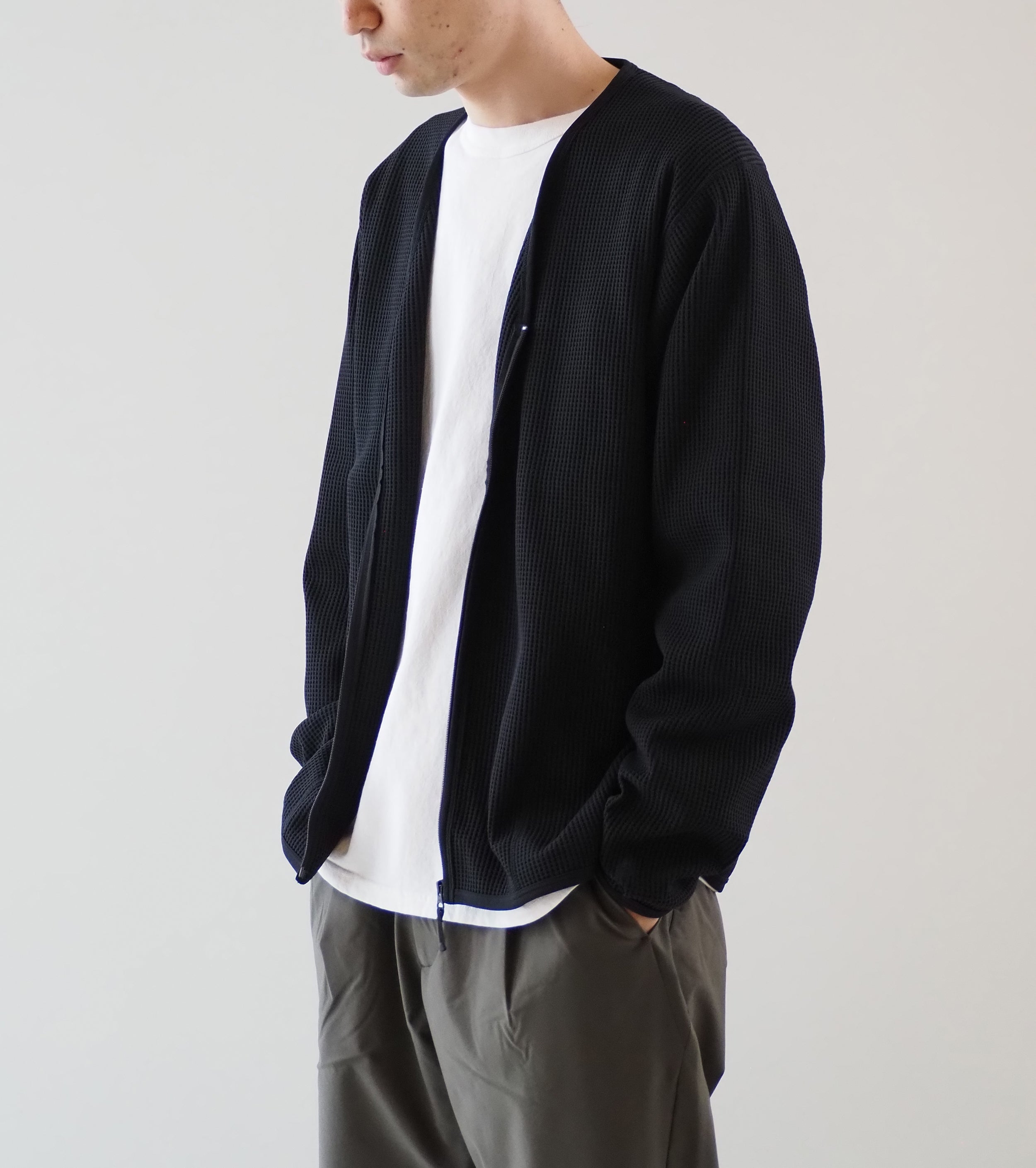 Goldwin Waffle Light Cardigan , Black