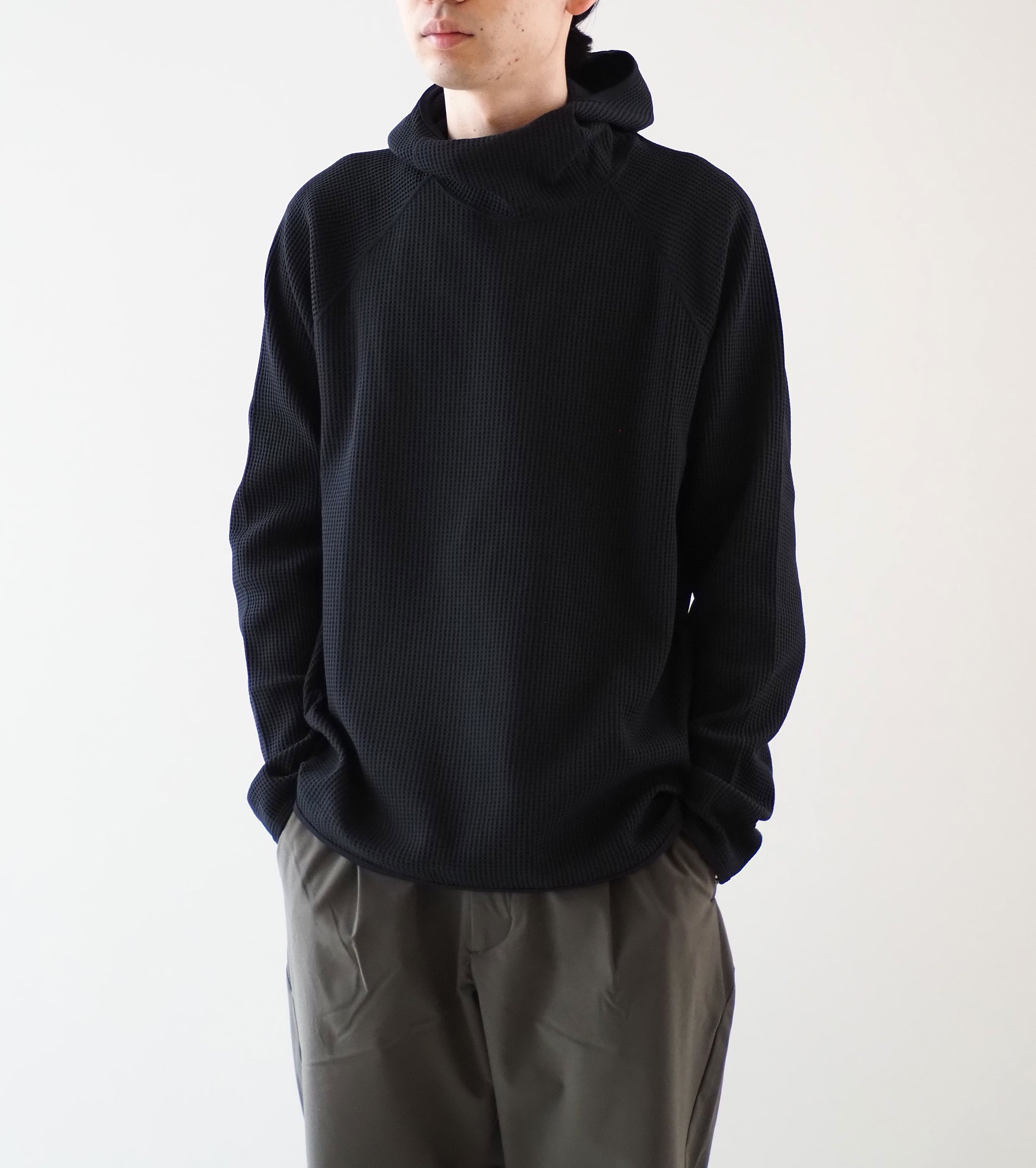 Goldwin Waffle Light Long Sleeve Hoodie , Black