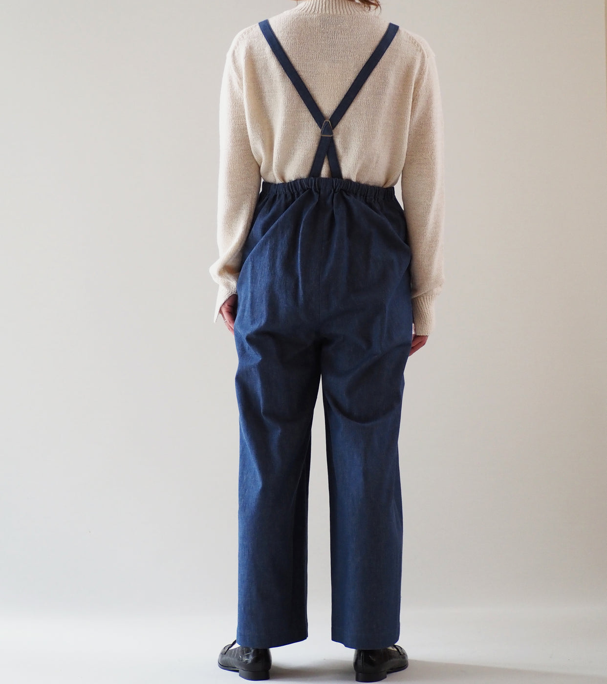 blurhms  Light-oz Denim Suspender Wide Pants, Indigo Reactive Dye