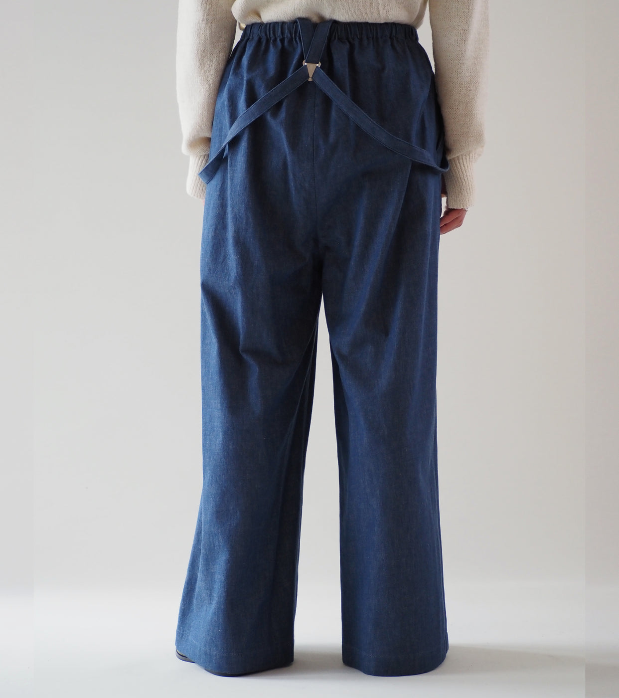 blurhms  Light-oz Denim Suspender Wide Pants, Indigo Reactive Dye