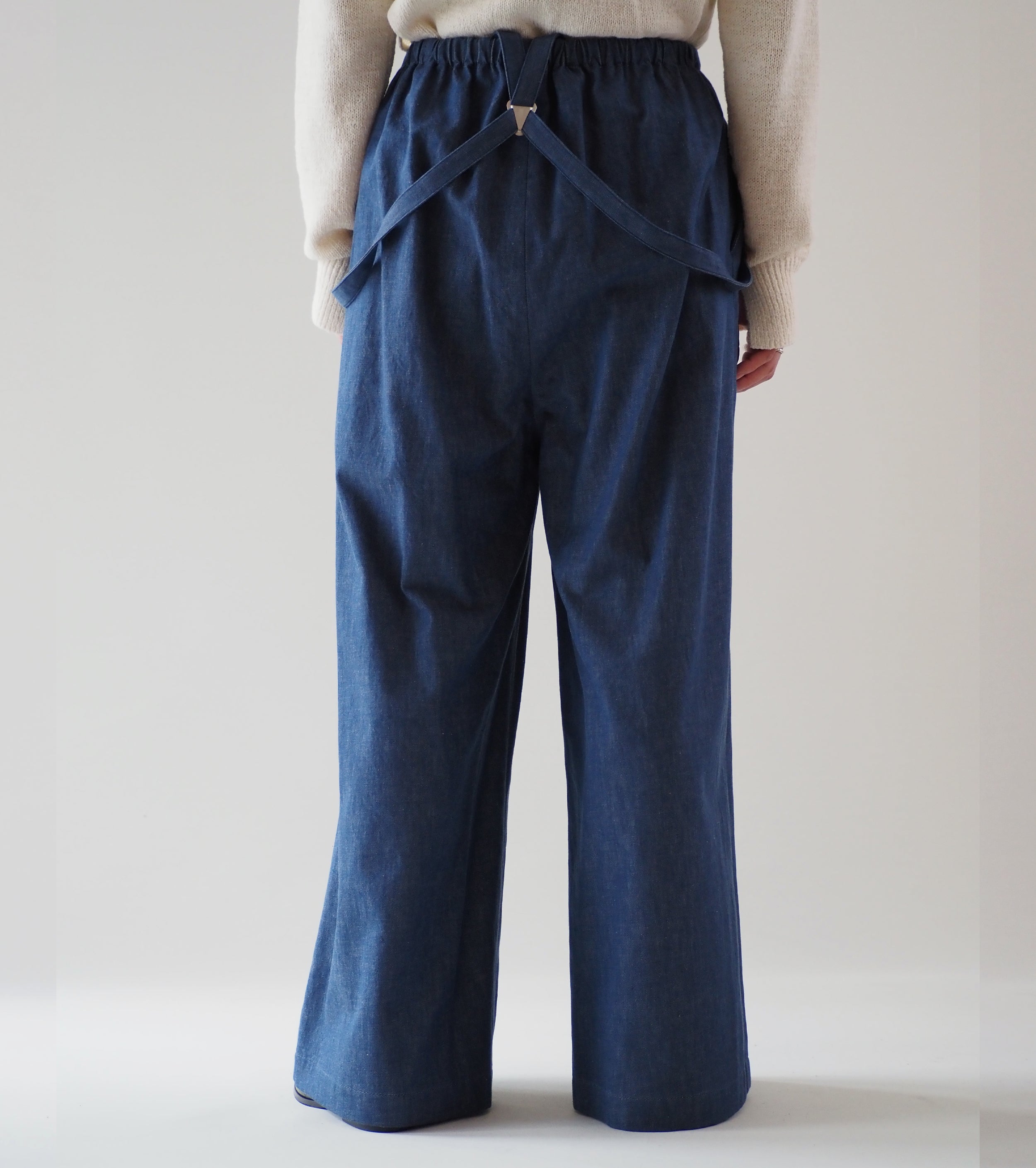 blurhms  Light-oz Denim Suspender Wide Pants, Indigo Reactive Dye