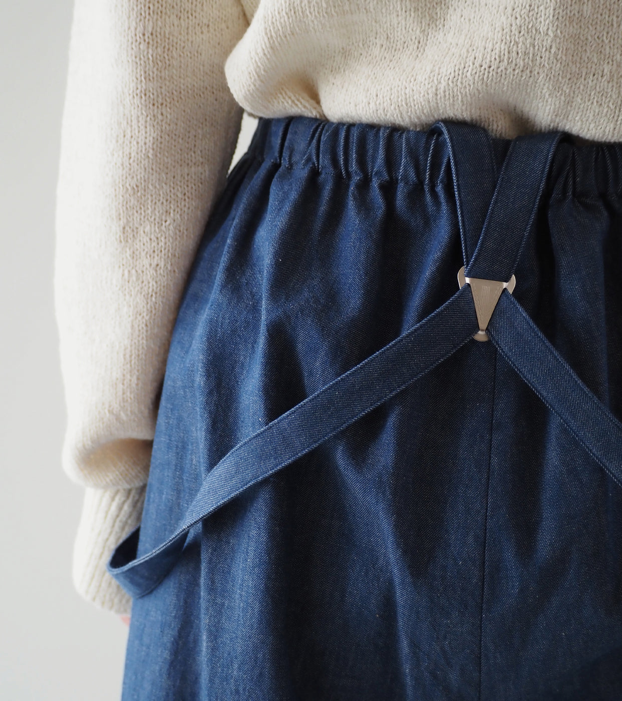 blurhms  Light-oz Denim Suspender Wide Pants, Indigo Reactive Dye