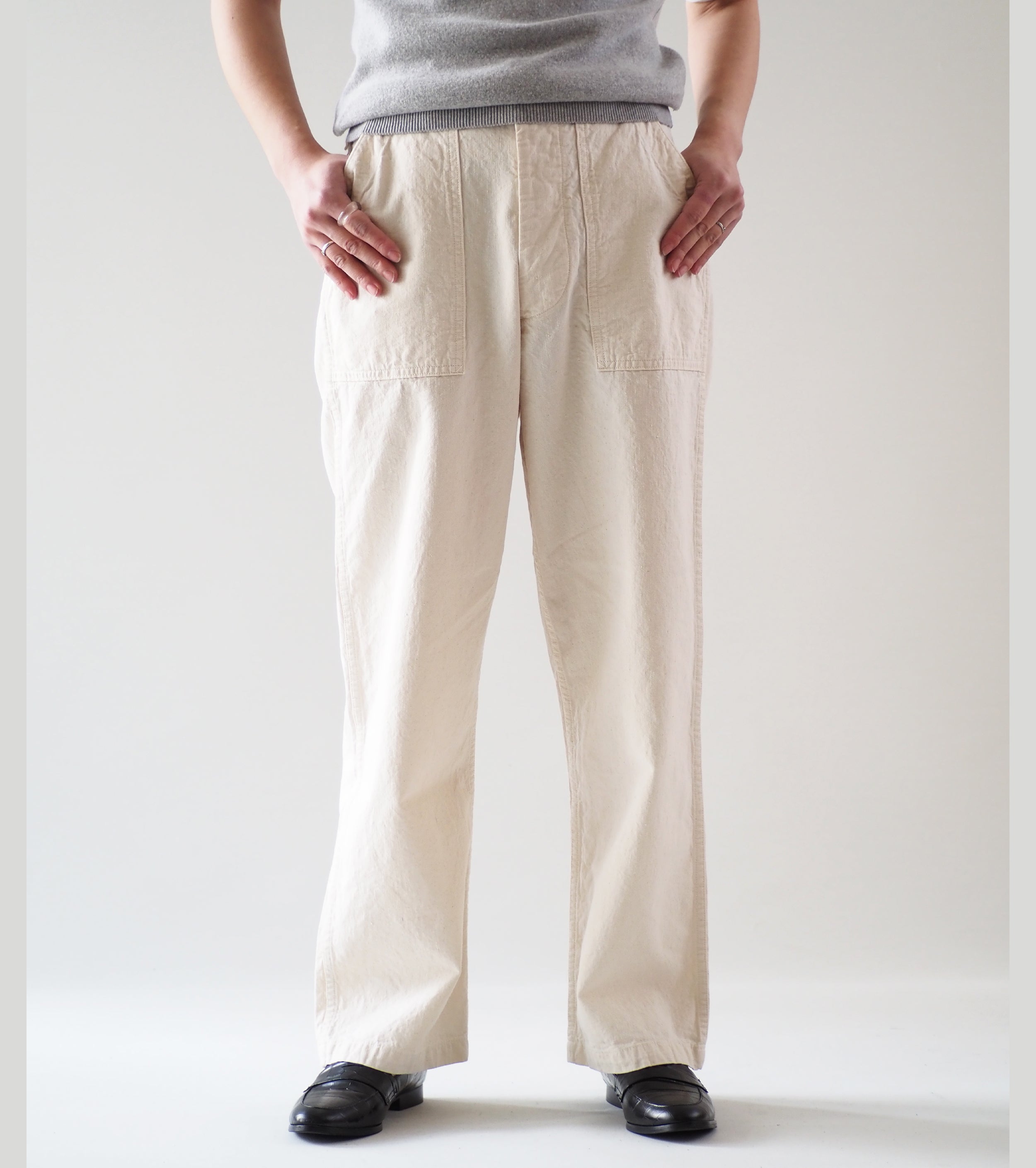 orslow Herringbone summer fatigues  trousers  , Green