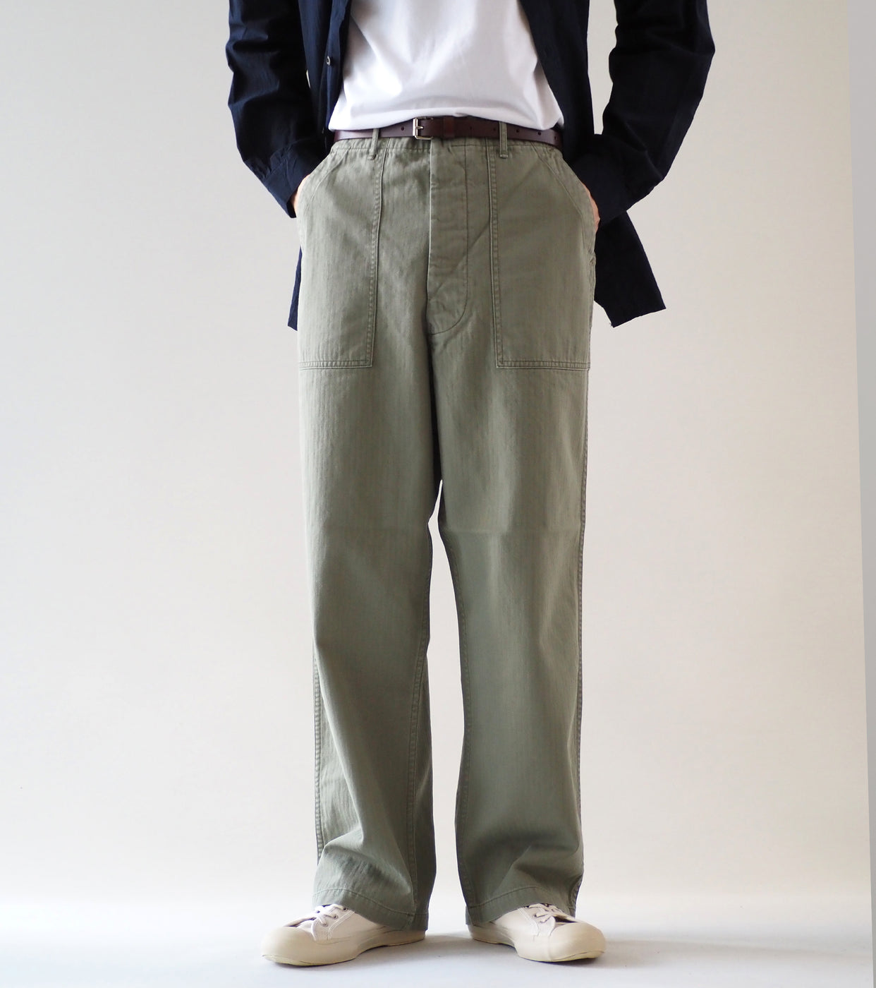 orslow HERRINGBONE TWILL SUMMER FATIGUE PANTS , Green