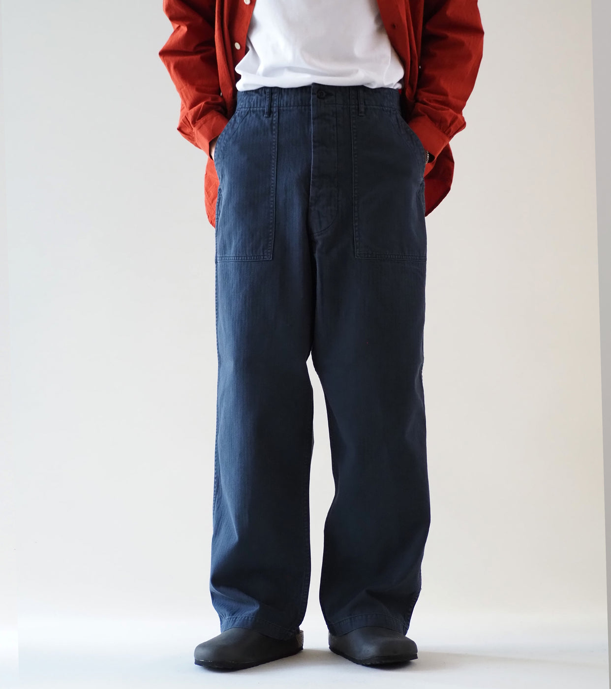 orslow HERRINGBONE TWILL SUMMER FATIGUE PANTS , Navy