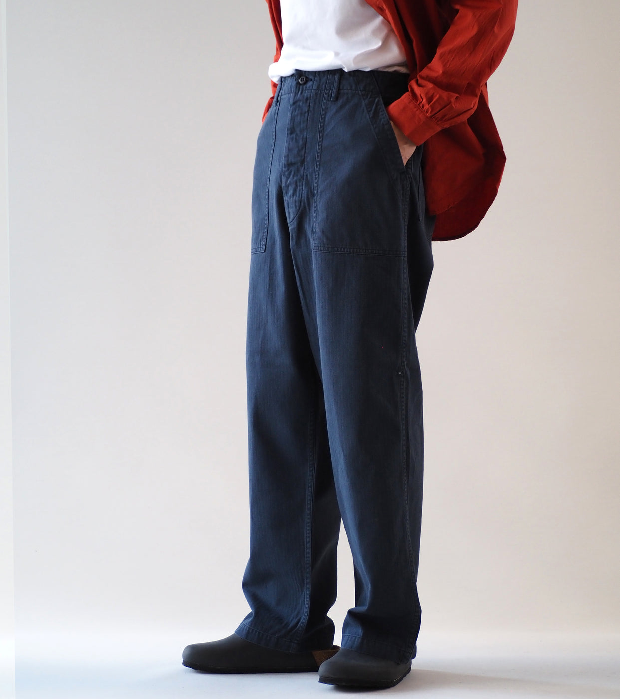 orslow HERRINGBONE TWILL SUMMER FATIGUE PANTS , Navy