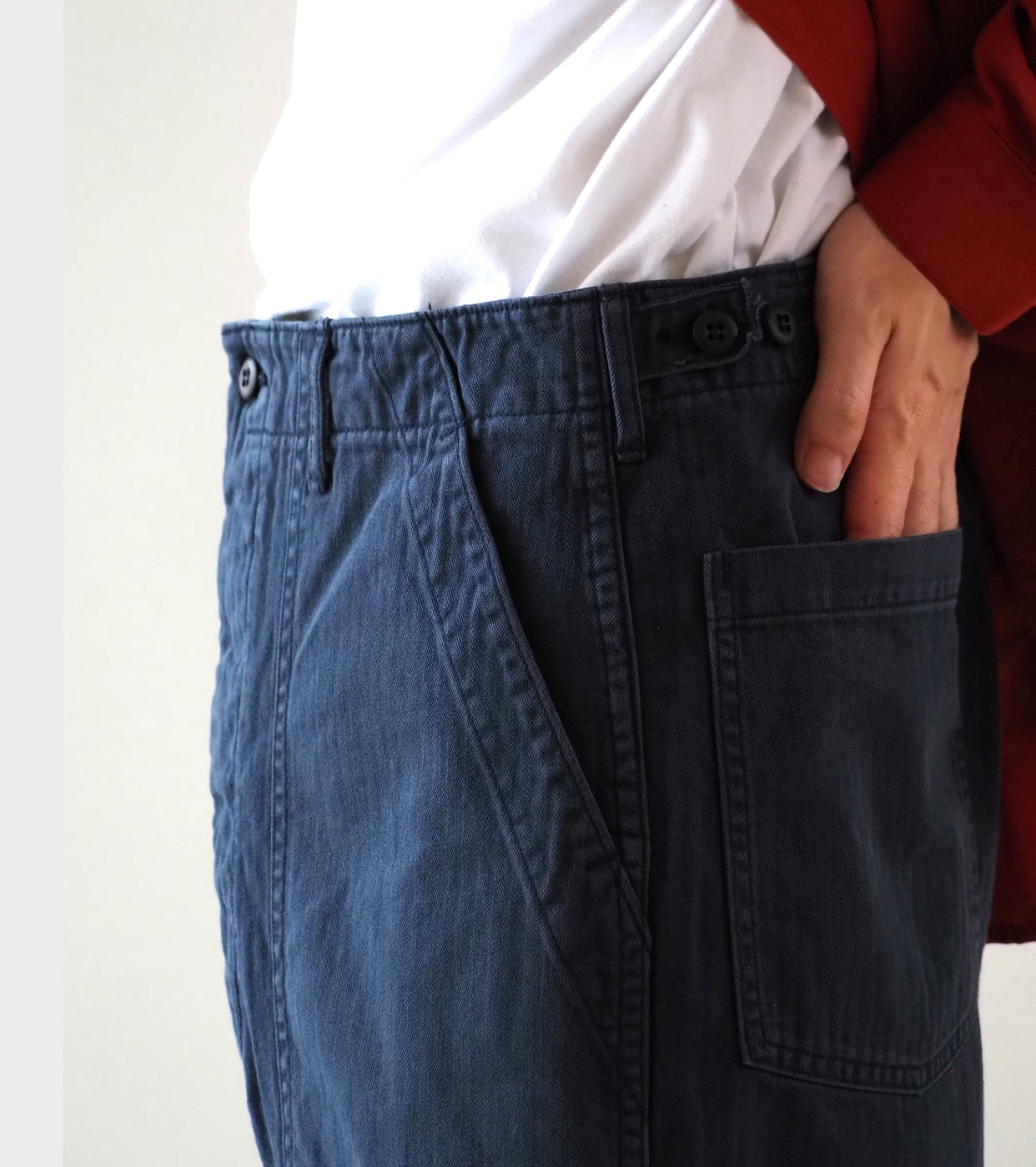 orslow HERRINGBONE TWILL SUMMER FATIGUE PANTS , Navy