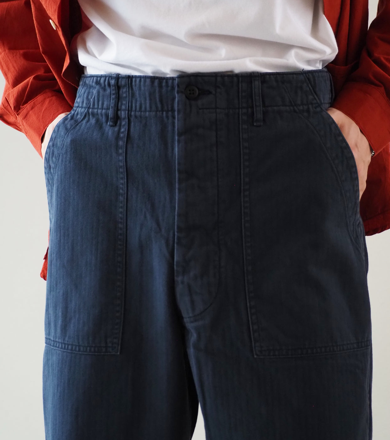 orslow HERRINGBONE TWILL SUMMER FATIGUE PANTS , Navy