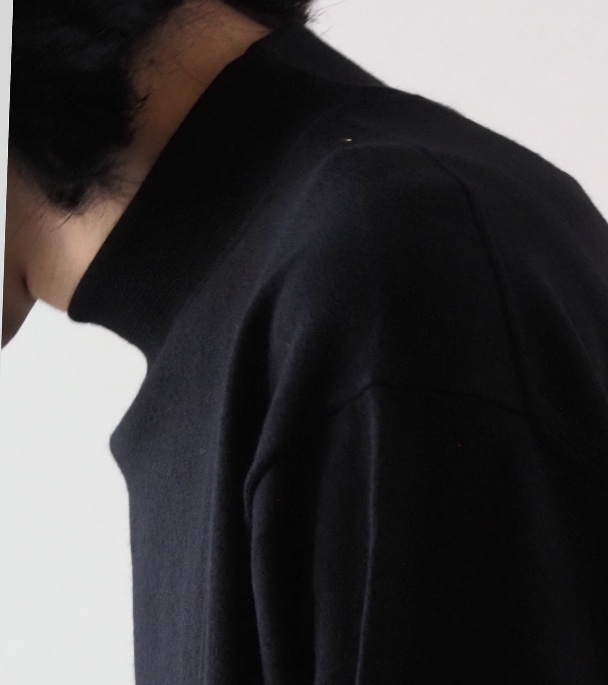 COMOLI Wool Mock Neck Knit , Black