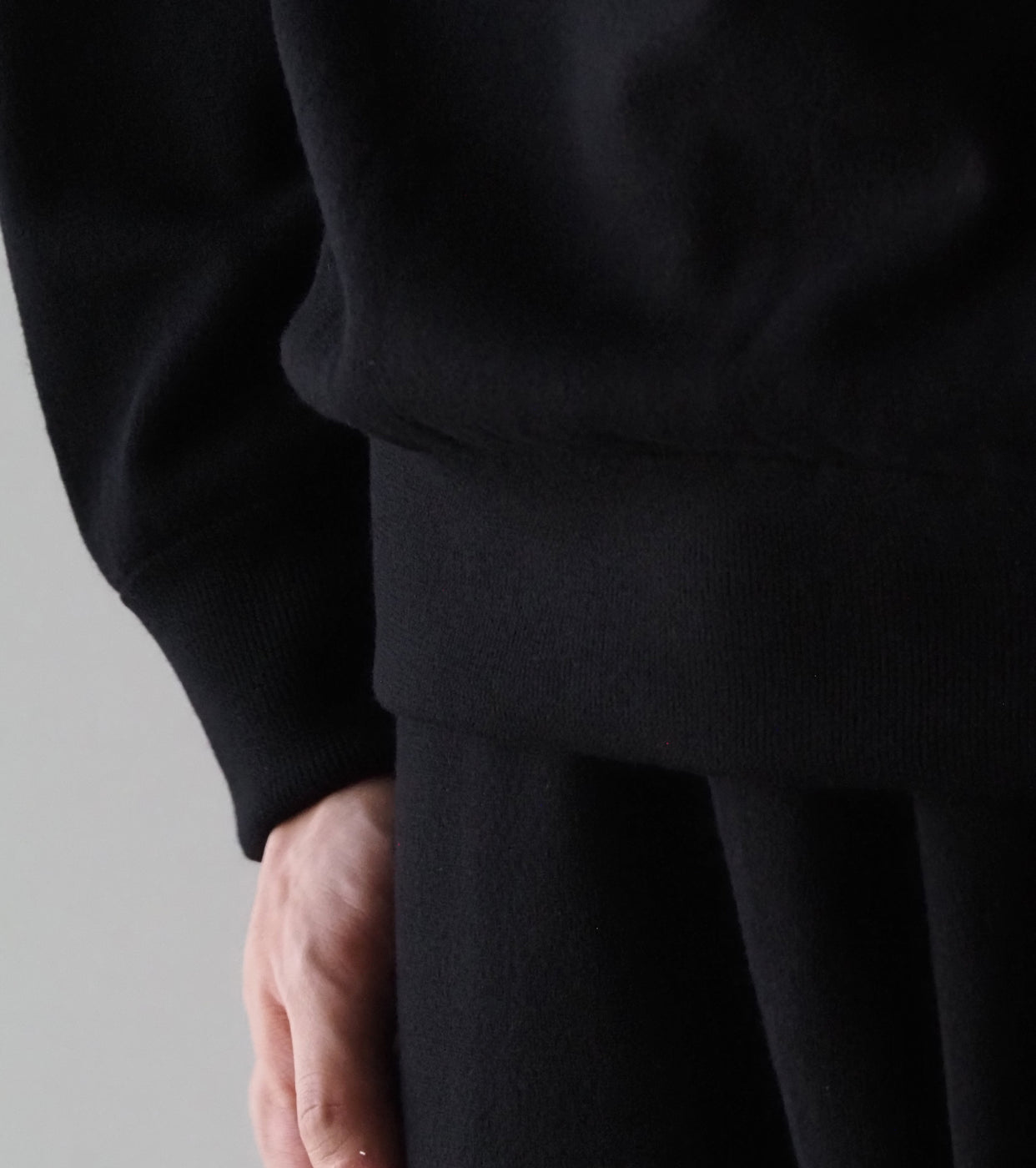 COMOLI Wool Mock Neck Knit , Black