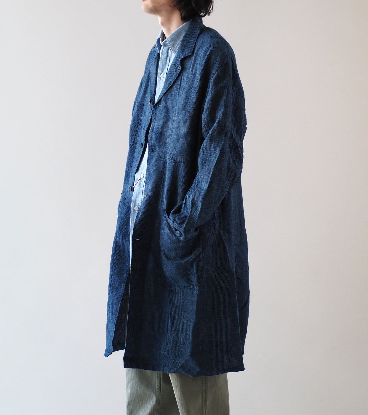 orslow Shop Coat , Indigo Check