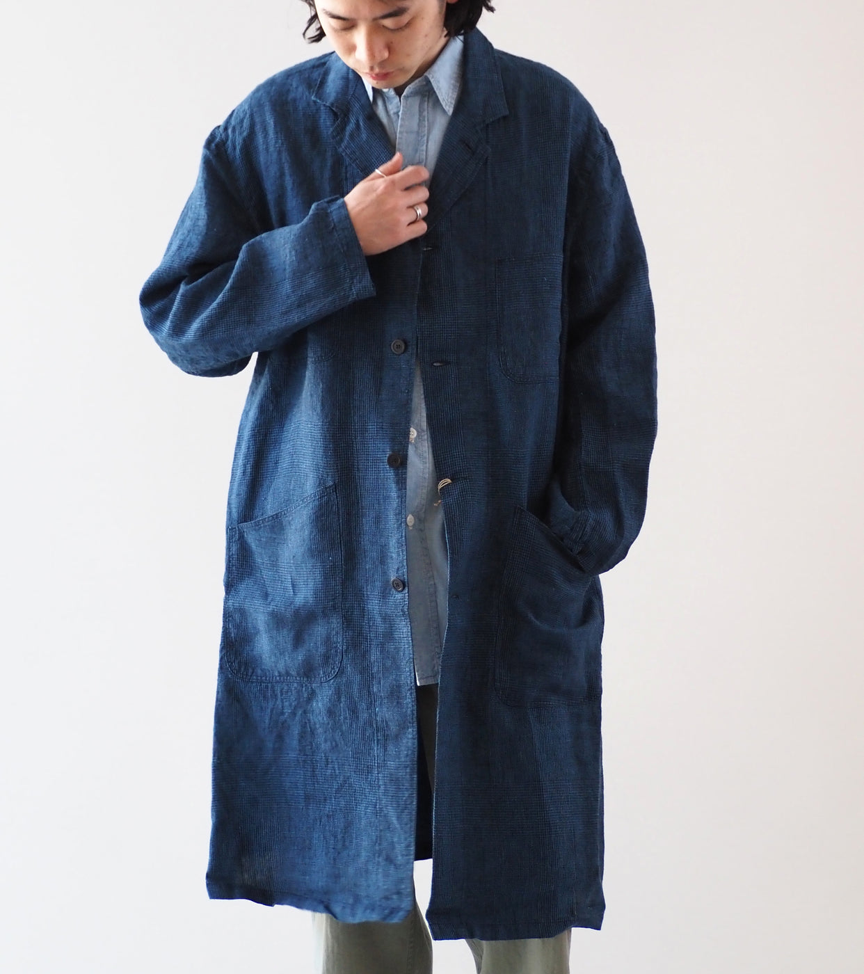 orslow Shop Coat , Indigo Check