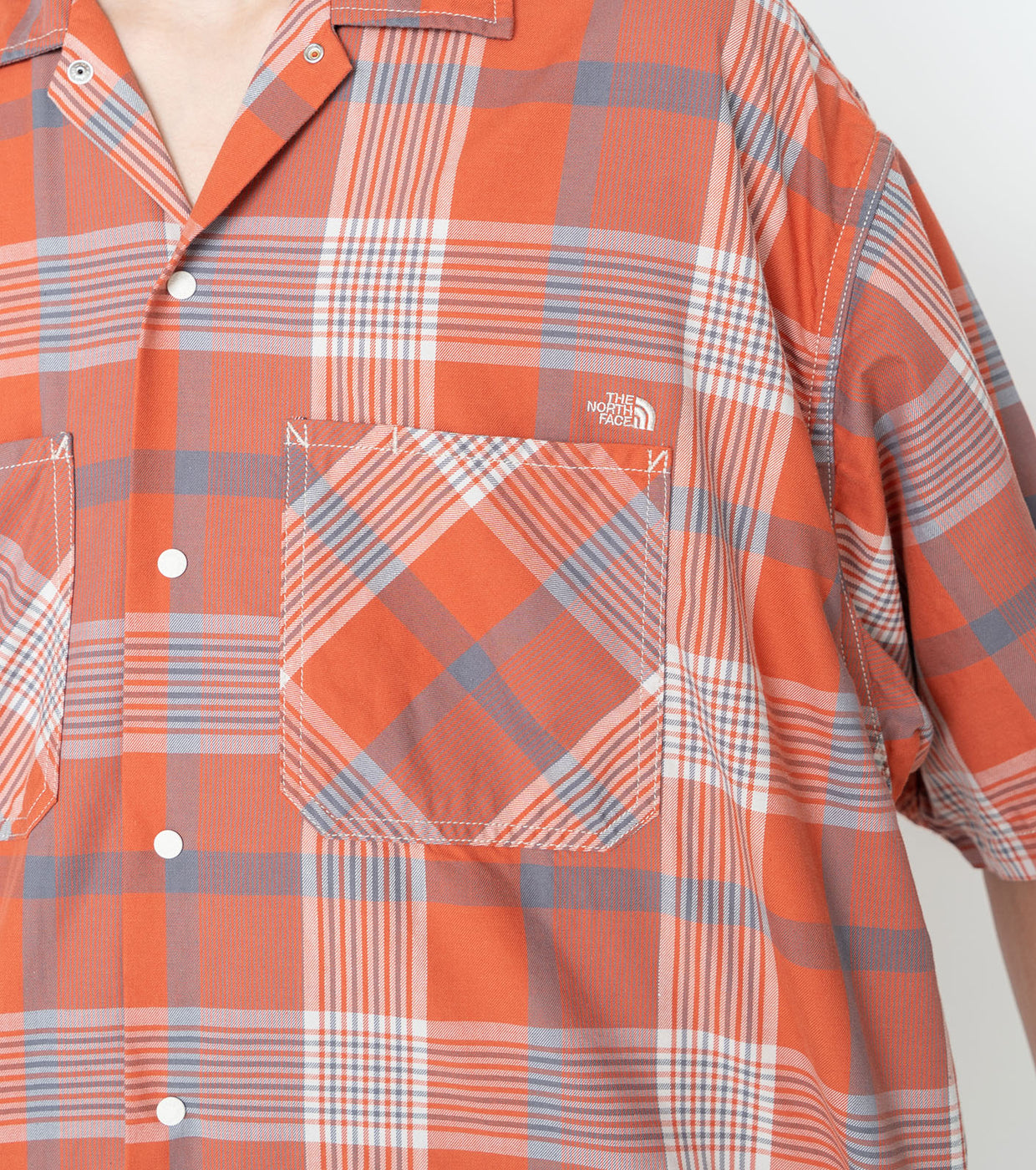 Open collar half sleeve shirt, Orange